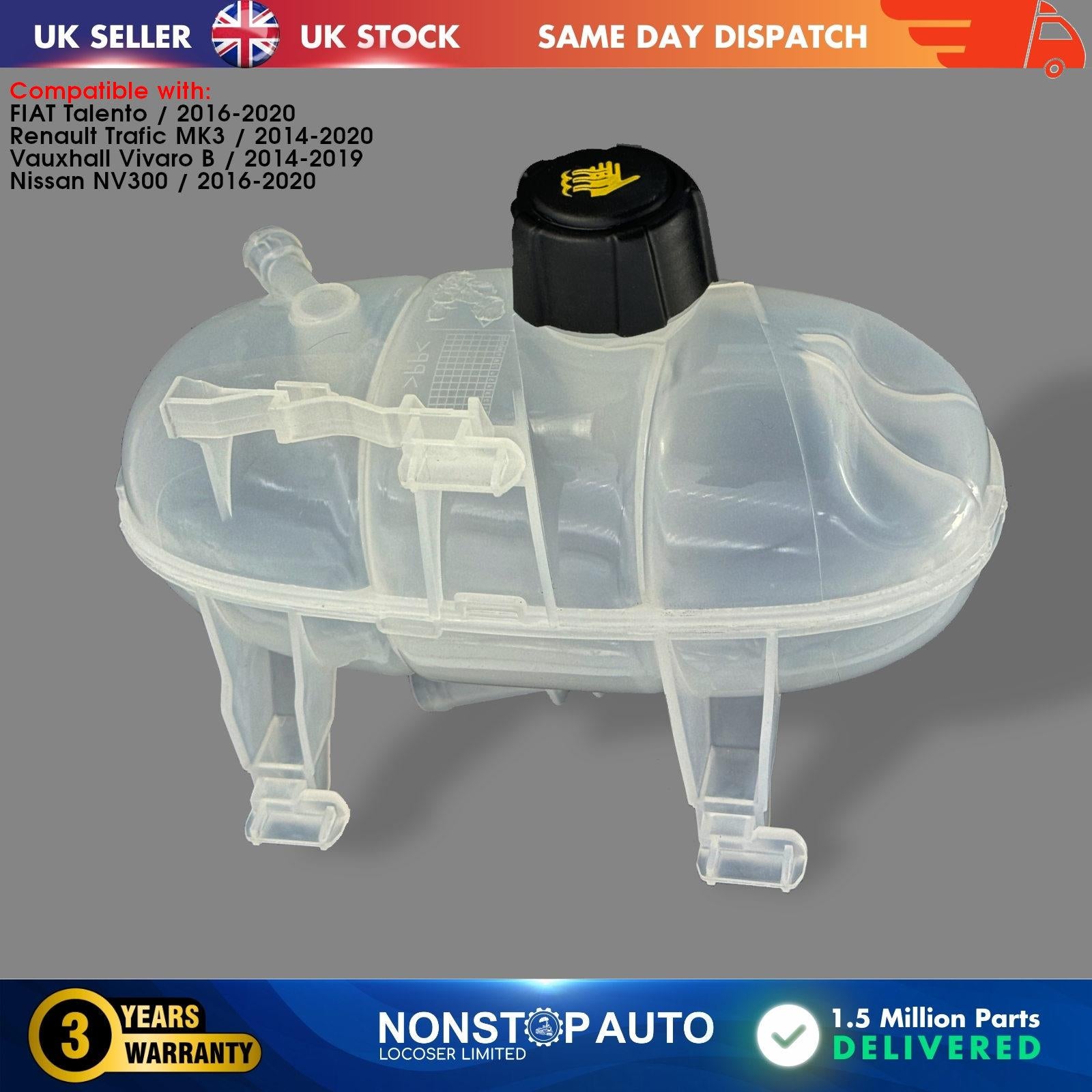 Radiator Coolant Expansion Tank with Cap For RENAULT Trafic MK3 VAUXHALL Vivaro NISSAN NV300 FIAT Talento