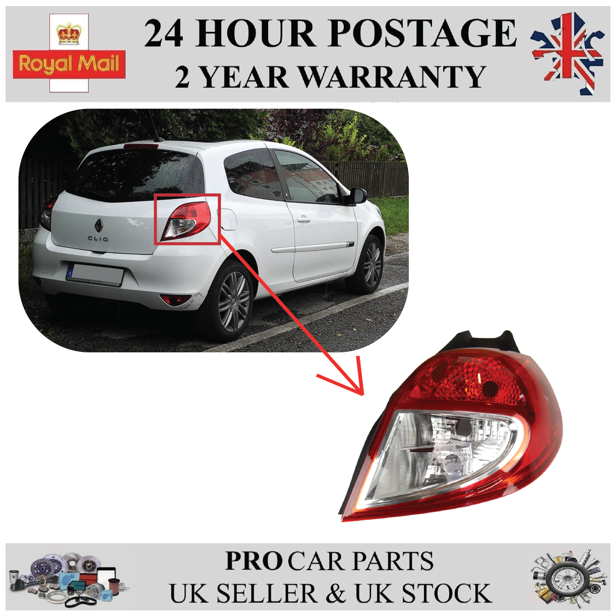 Rear Tail Light Lamp Right Side for RENAULT Clio MK3 8200886946