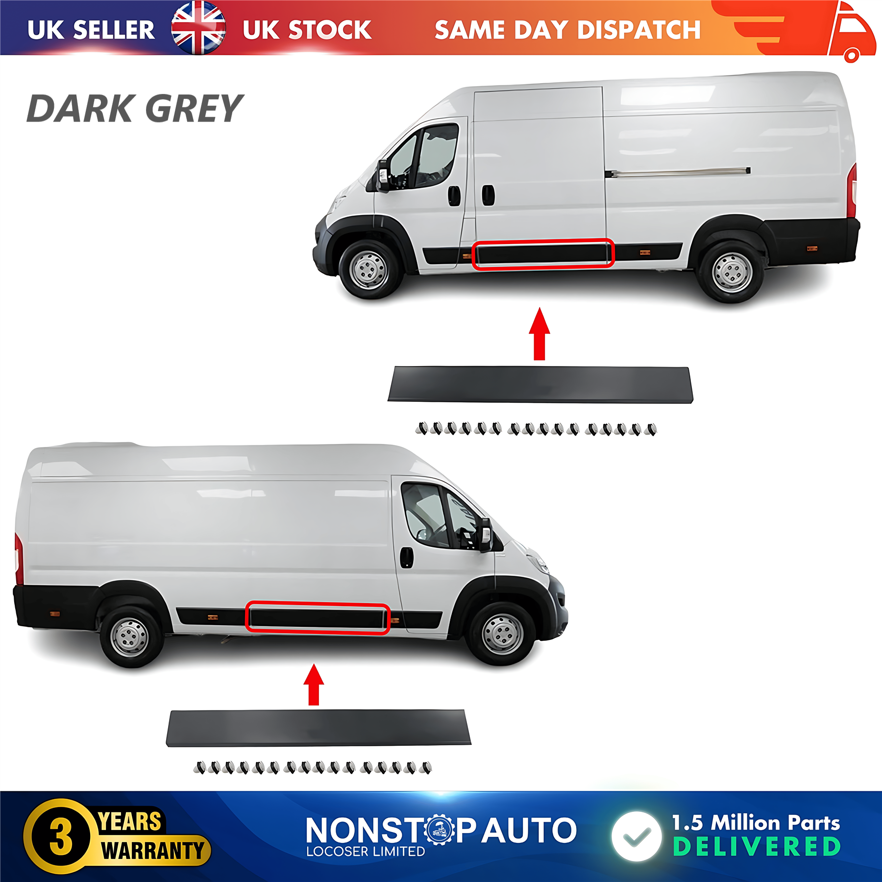 2X Moulding Trim Panel Middle Left and Right For CITROEN Relay PEUGEOT Boxer FIAT Ducato 2006 on