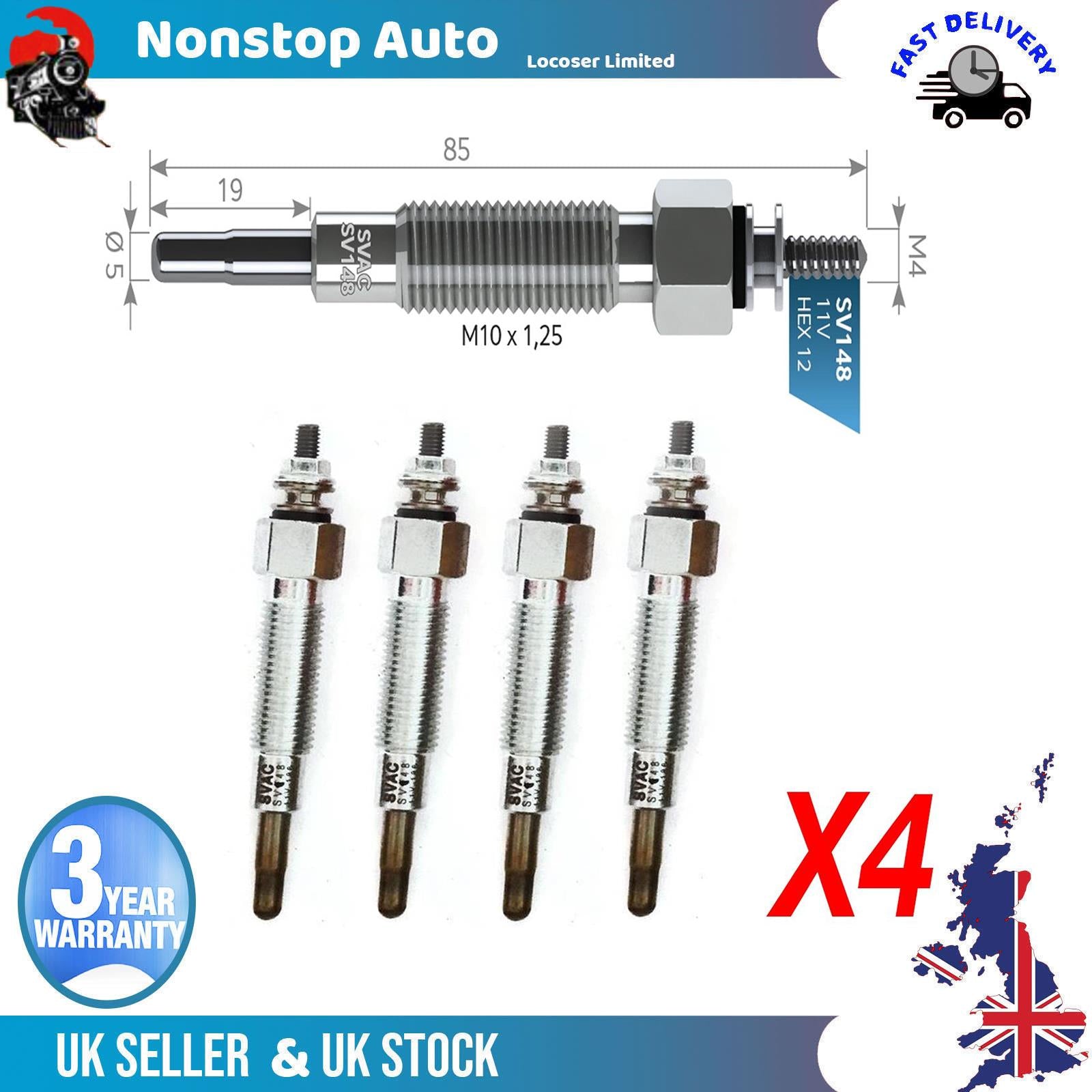 4X Glow Plugs For FORD Maverick 2.7 TD 1952464
