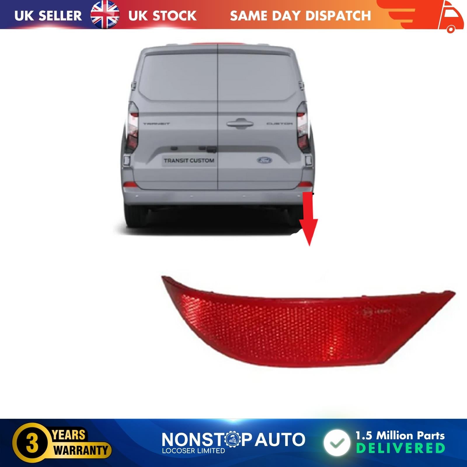 REAR BUMPER REFLECTOR RIGHT SIDE  FOR FORD TRANSIT CUSTOM 2024-on