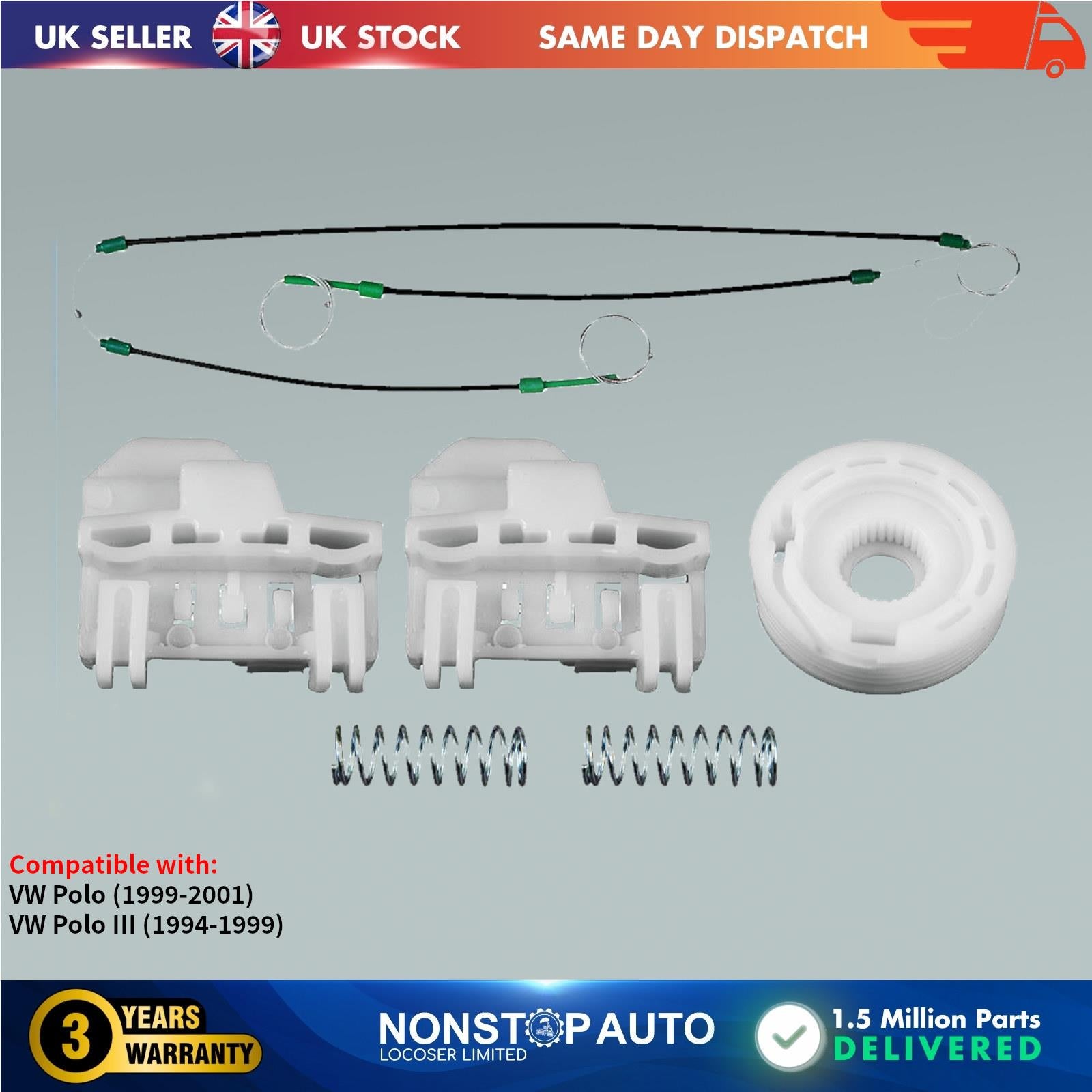 Fits VW Polo III Window Regulator Repair Kit Front Left Side 6N3837461