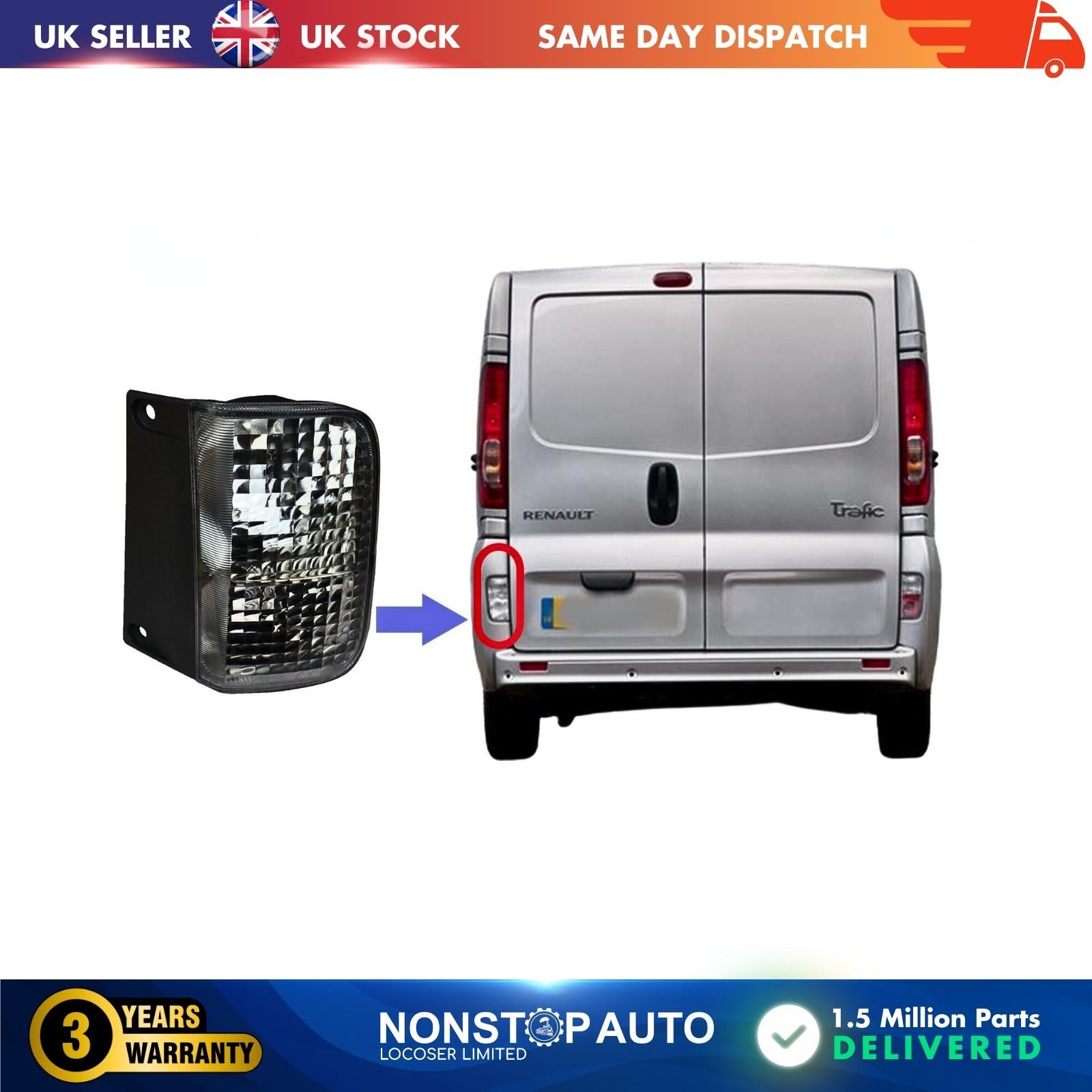 Rear Reverse Fog Light Left Side Fits RENAULT Traffic II VAUXHALL Vivaro A NISSAN Primastar  4412788