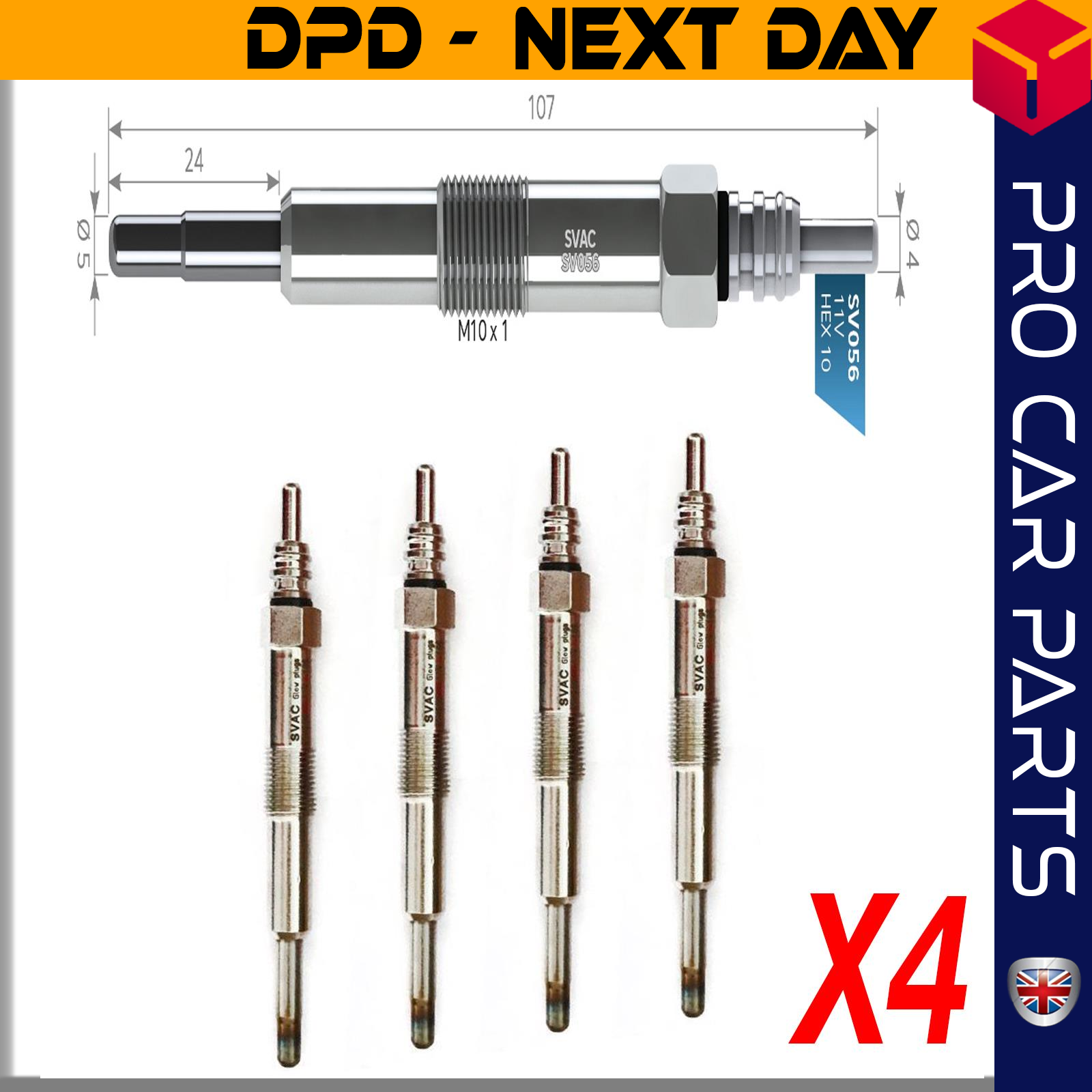 4 X LAND ROVER 2.5 TD Glow Plug