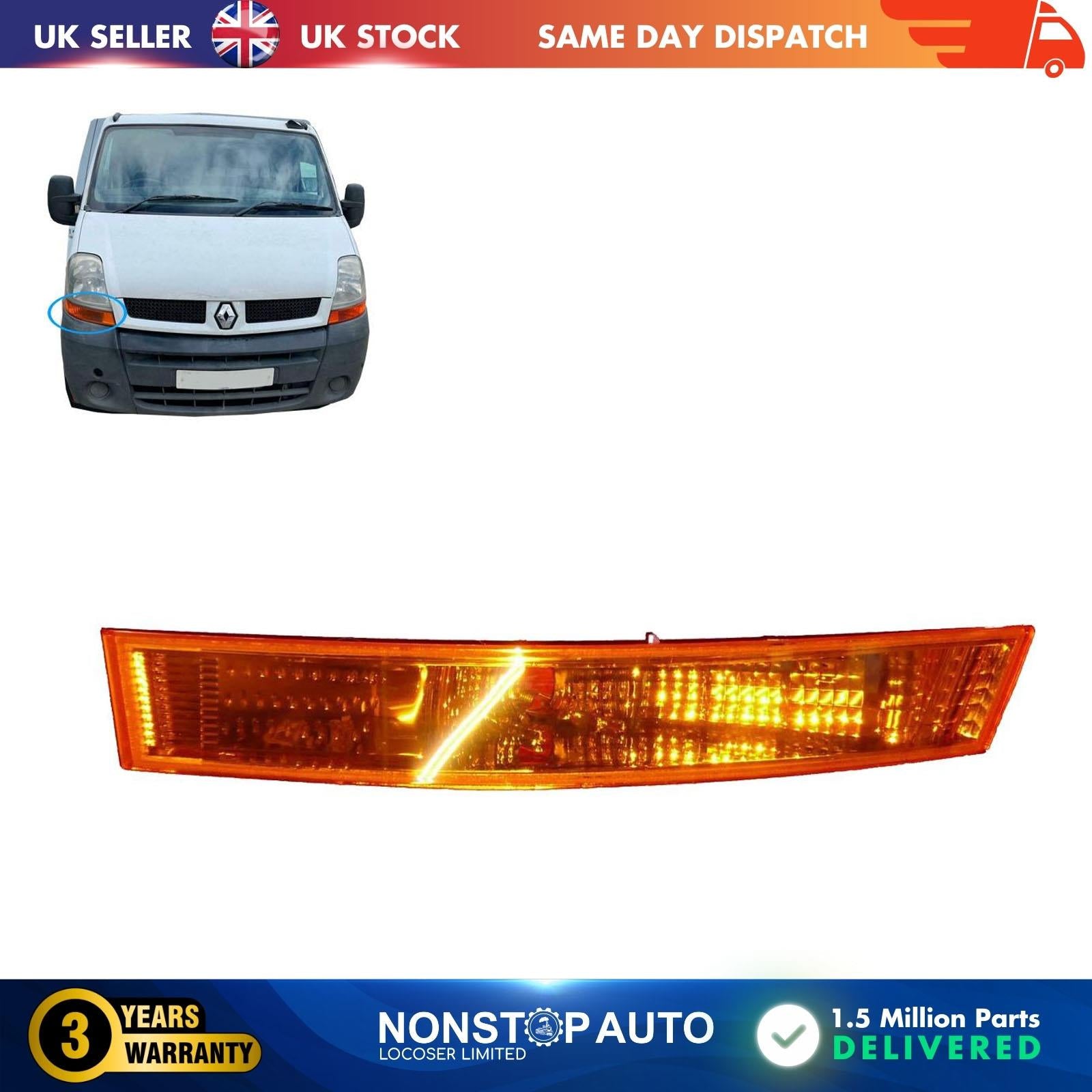 HEADLIGHT SIDE INDICATOR FRONT RIGHT FITS NISSAN INTERSTAR