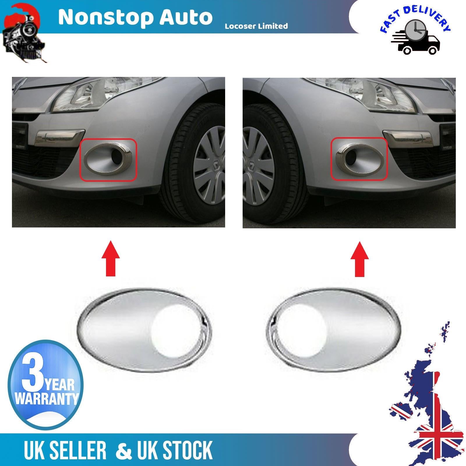 Fog Lights Frame Trim Panel Chrome Front Left And Right for RENAULT Megane III