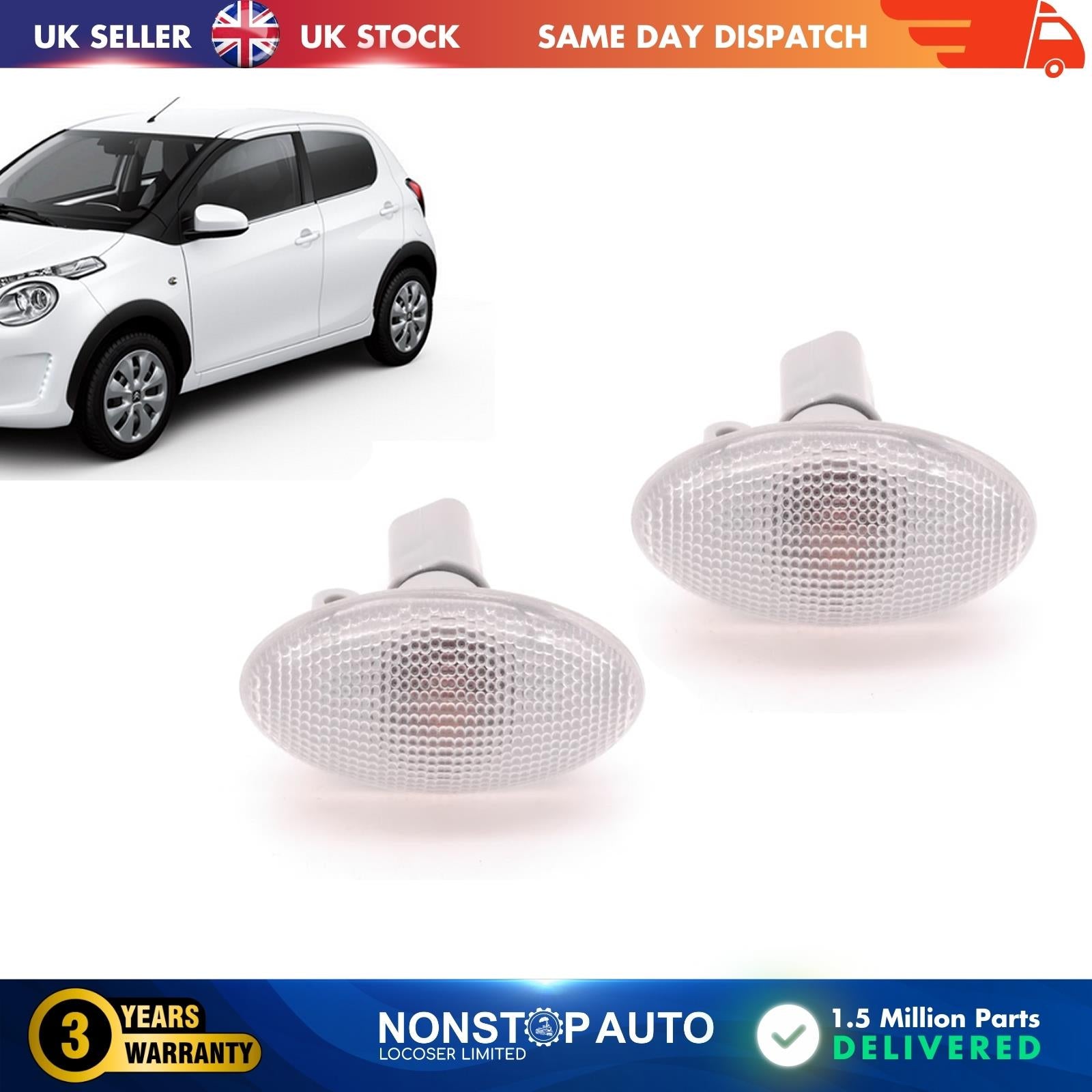 2X SIDE INDICATOR REPEATER LIGHT LAMP FOR CITROEN BERLINGOC2 C3 C5 XSARA PEUGEOT 206 30 7 407 607 PARTNER 632574