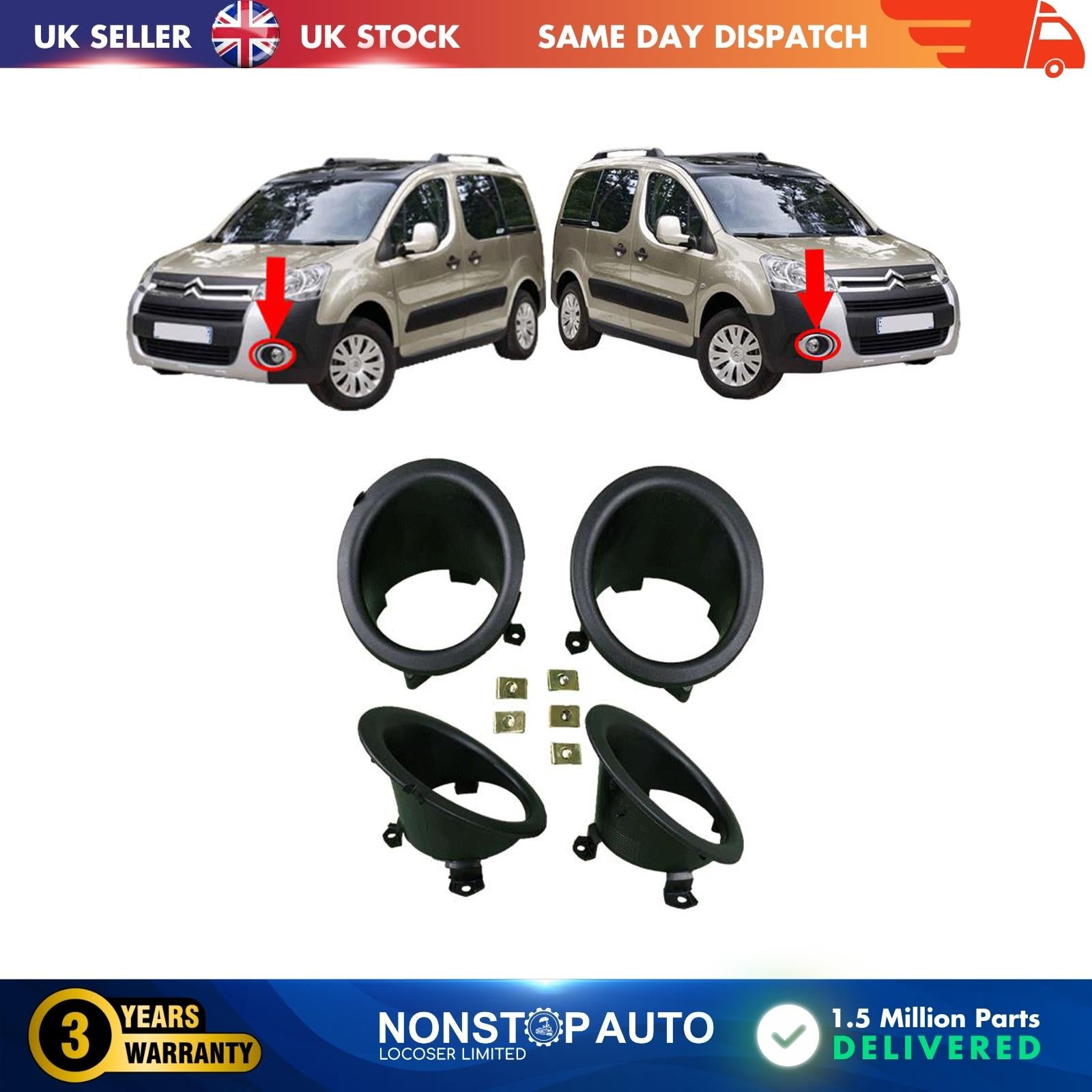 FOR CITROEN BERLINGO FRONT Fog Light GRILL FRAME PAIR 7452.Y7 (1996-2011)