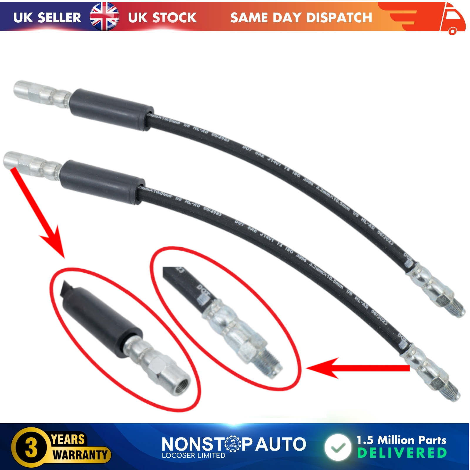 2X Front Brake Hose Pipe For BMW 3 E30 325 i X 34321159888