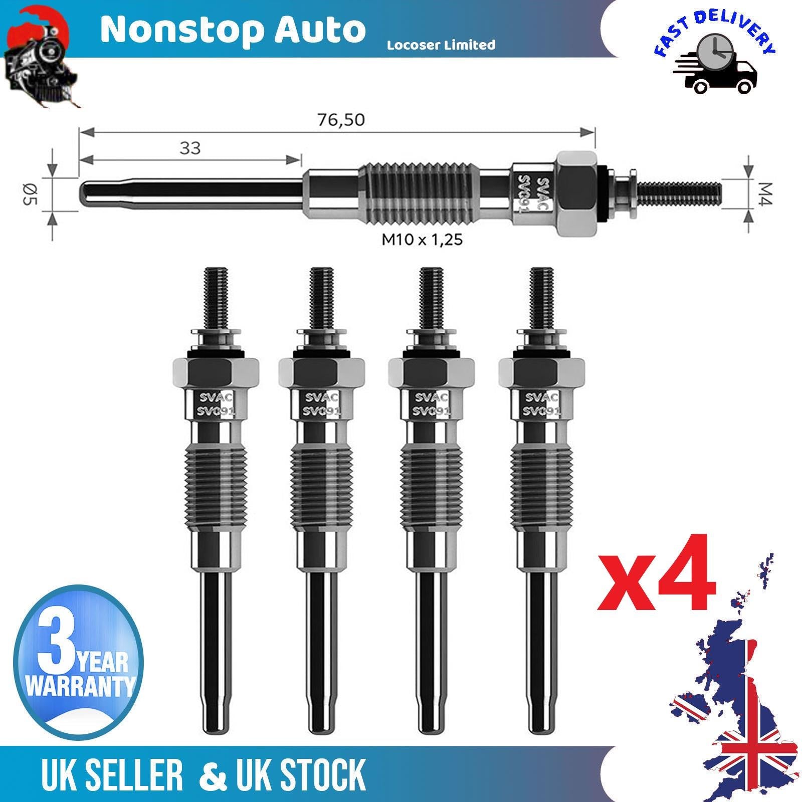 4X Glow Plugs For VW Taro 2.4 1985054090