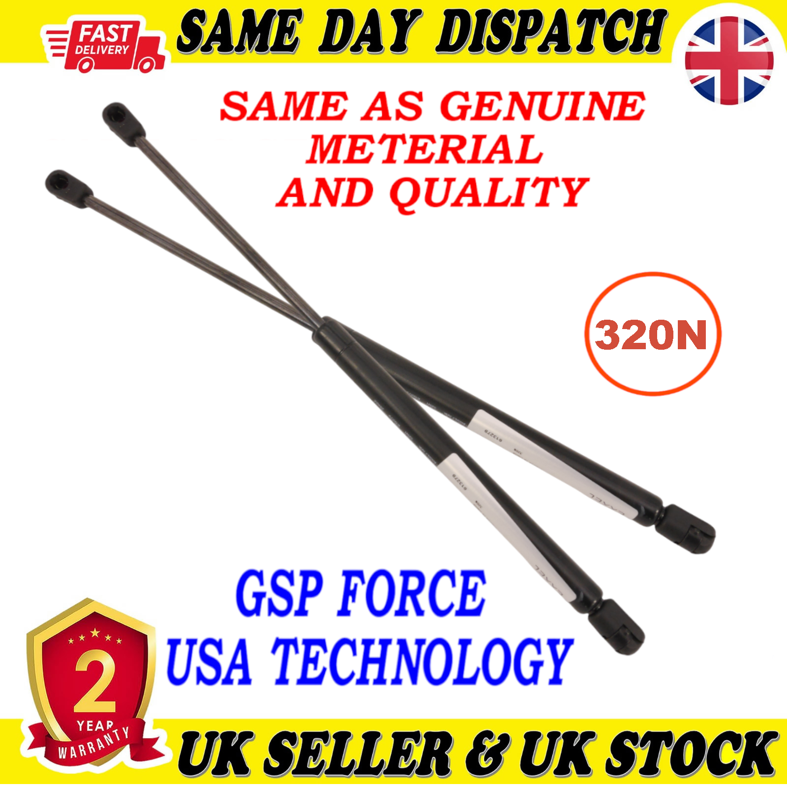 2X TAILGATE BOOT GAS STRUTS 320 Newton FOR CHEVROLET CAPTIVA VAUXHALL ANTARA 4808912