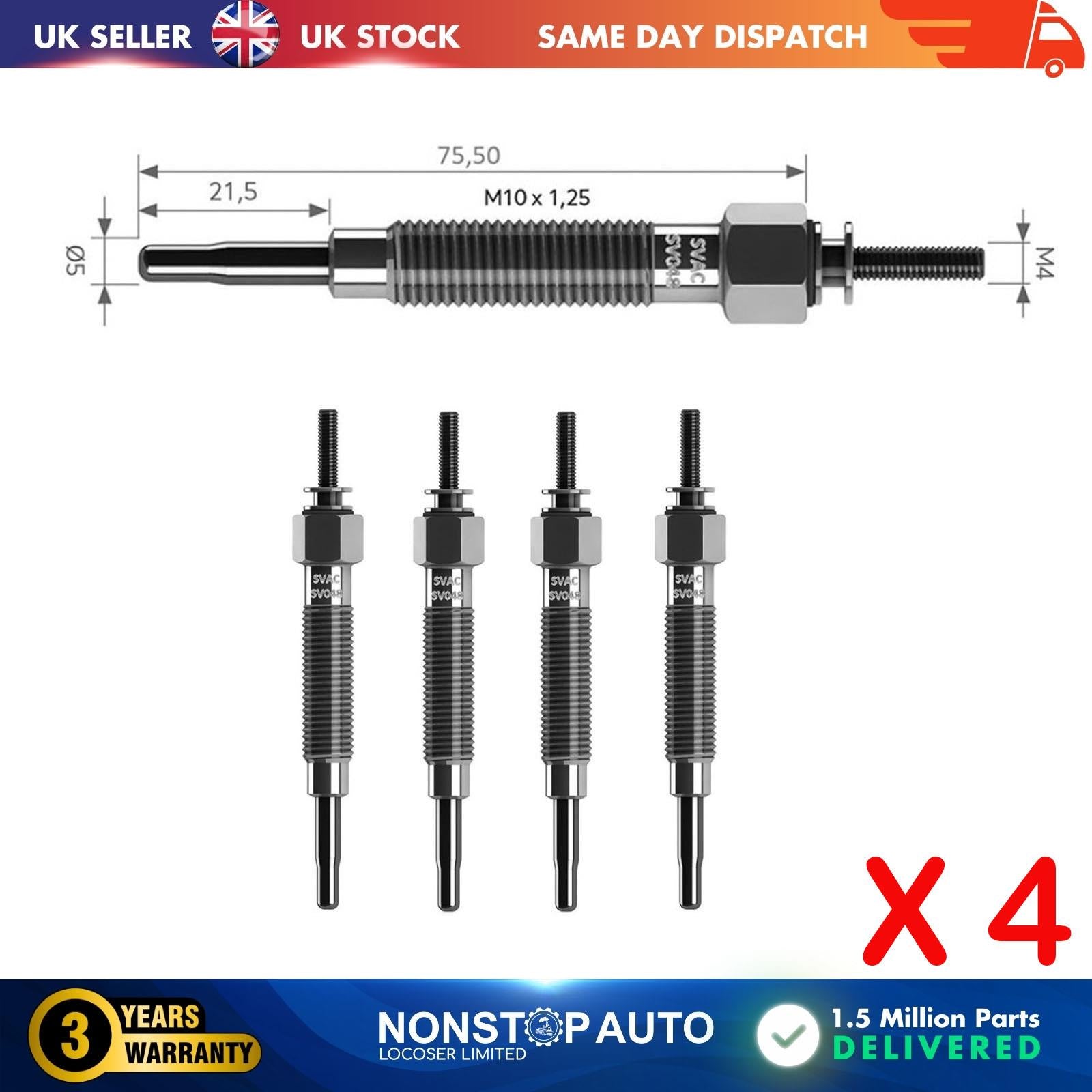 4X Glow Plugs For HYUNDAI H-1 H100 Porter Terracan 3671042010
