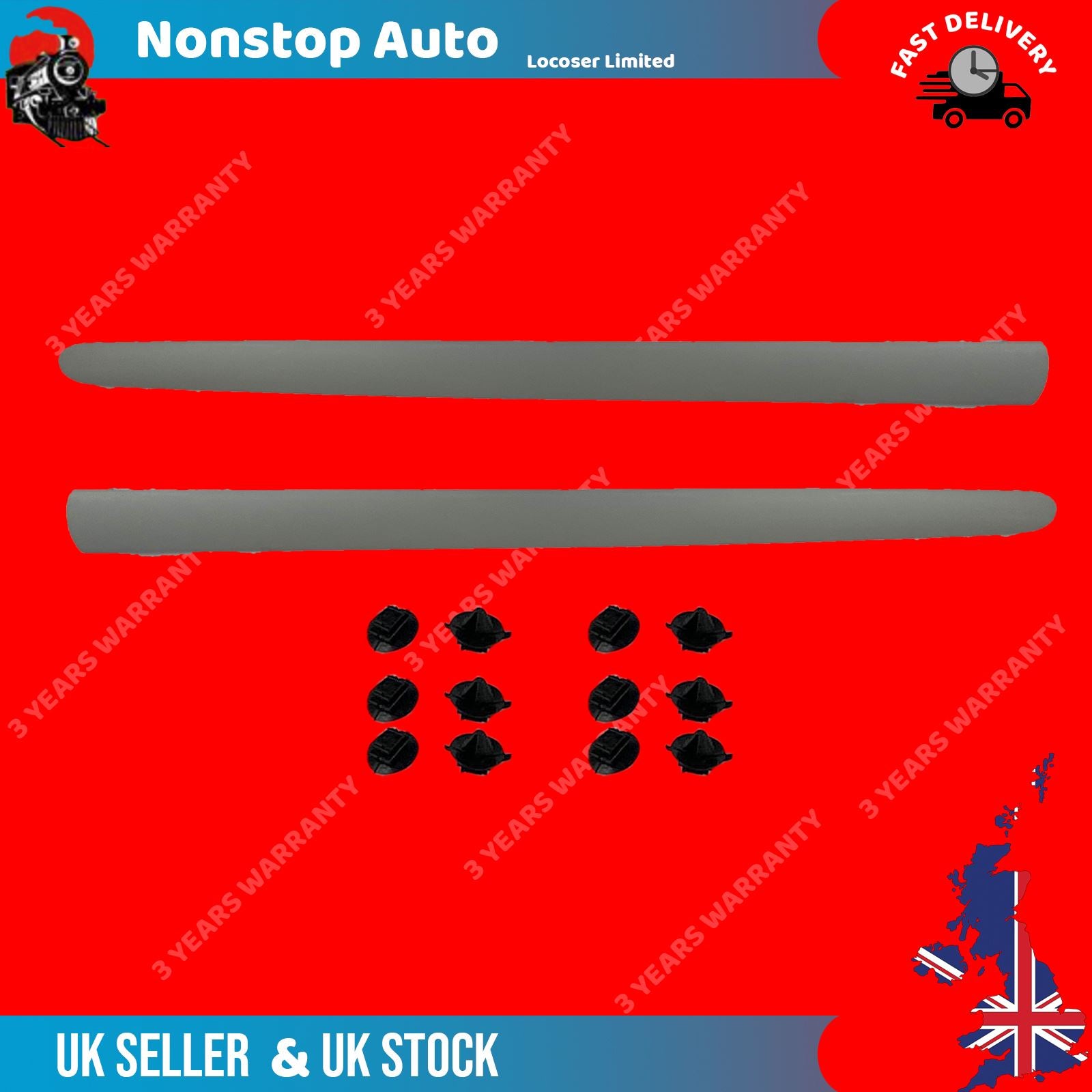 2X FRONT DOOR moulding PANEL TRIM STRAP LEFT PAINTABLE FITS PEUGEOT 206 8545Y7