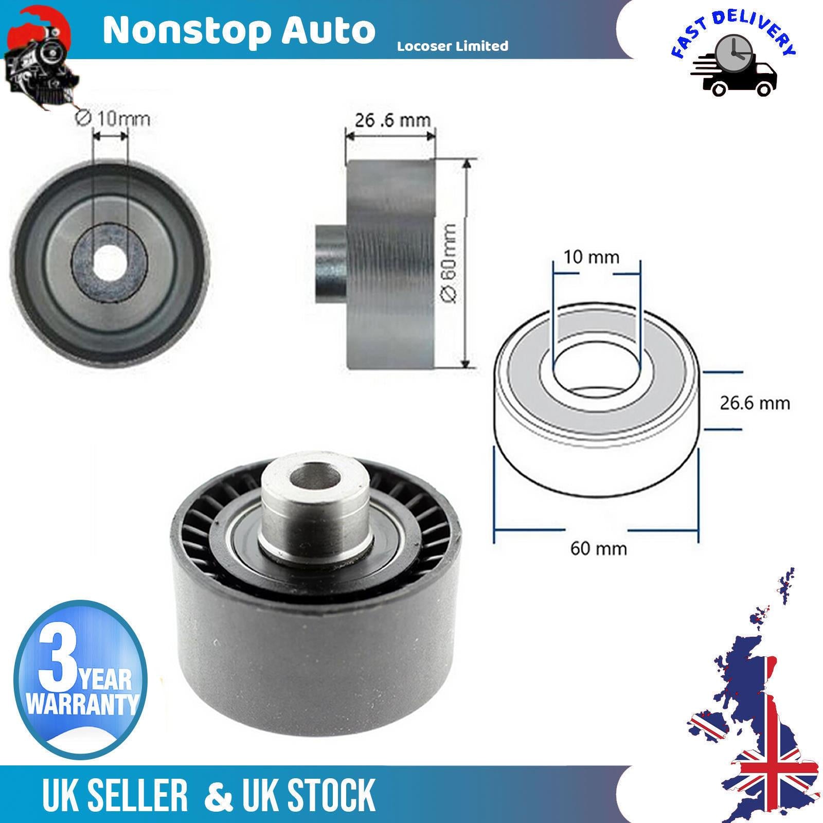 Fan Belt Tensioner Pulley -V- Ribbed Belt Idler For FORD Transit Connect 1308227