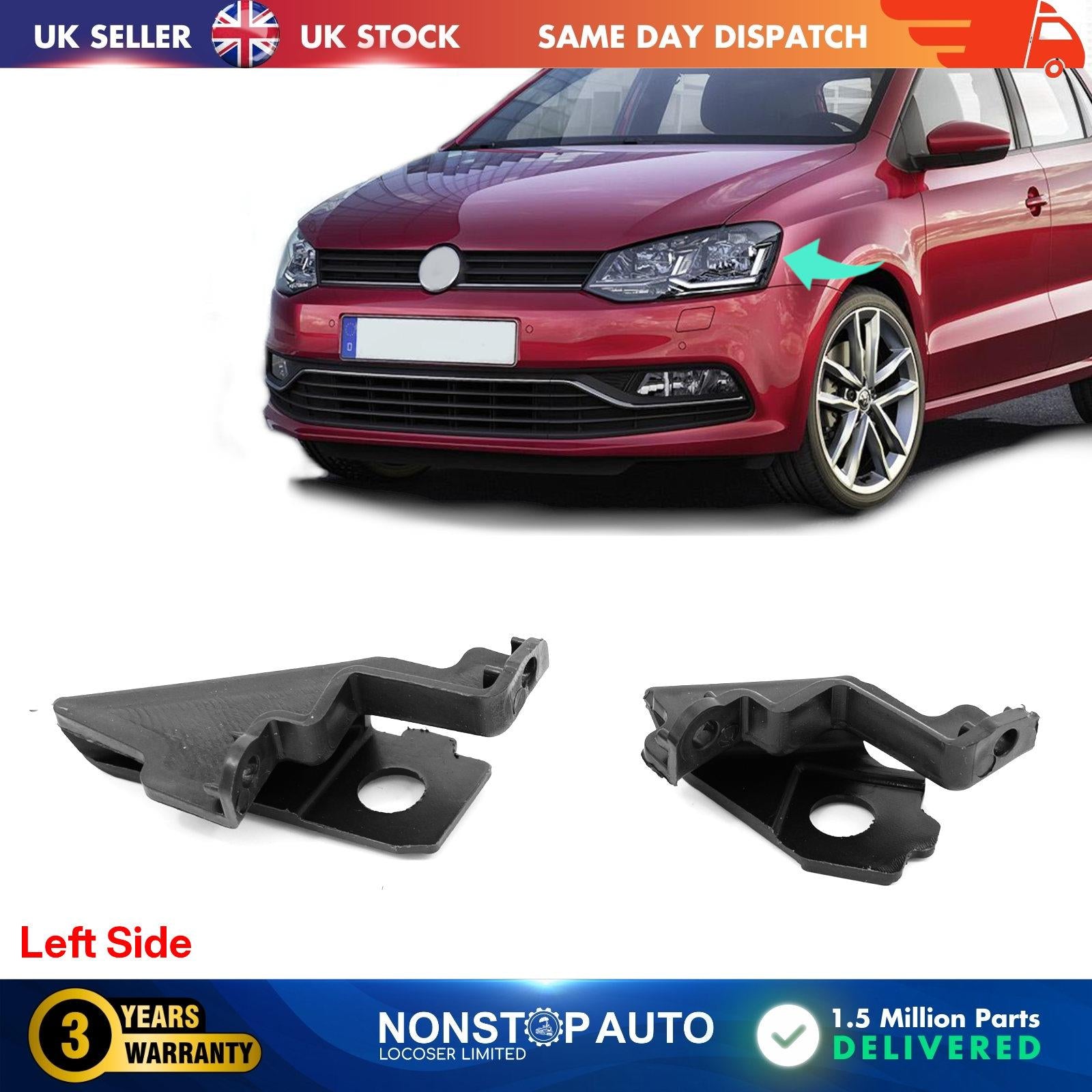 Headlight Repair Kit - Bracket Mount Clips Left Side Fits VW Polo  6R0998225
