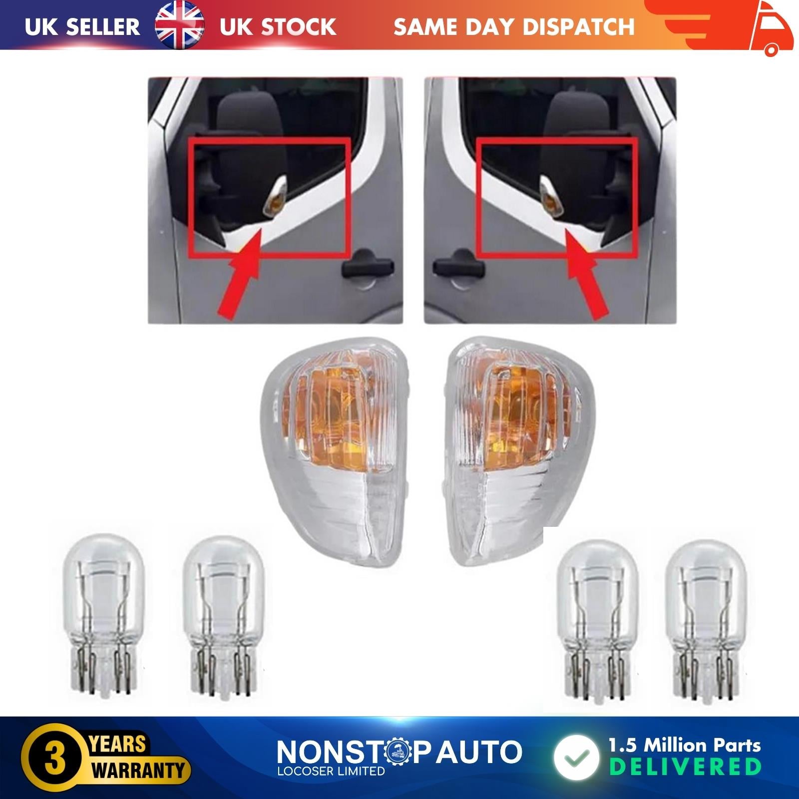 Door Wing Mirror Side Indicator Light Lens Left Right Side For  NISSAN NV400