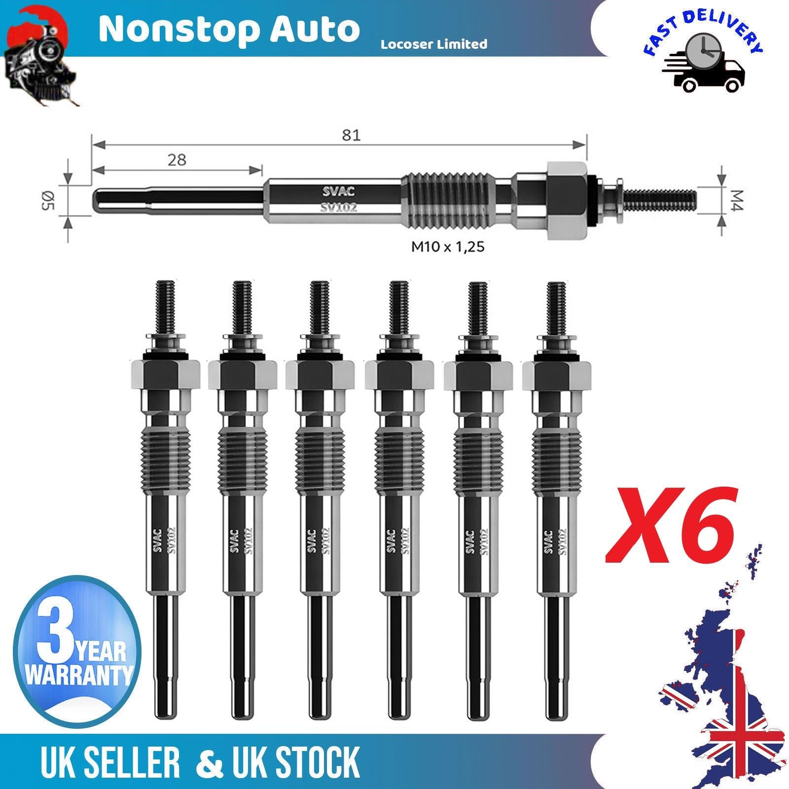 6X Glow Plugs For DAIHATSU Charade II III Hijet Rocky Taft Wildcat 1985087703