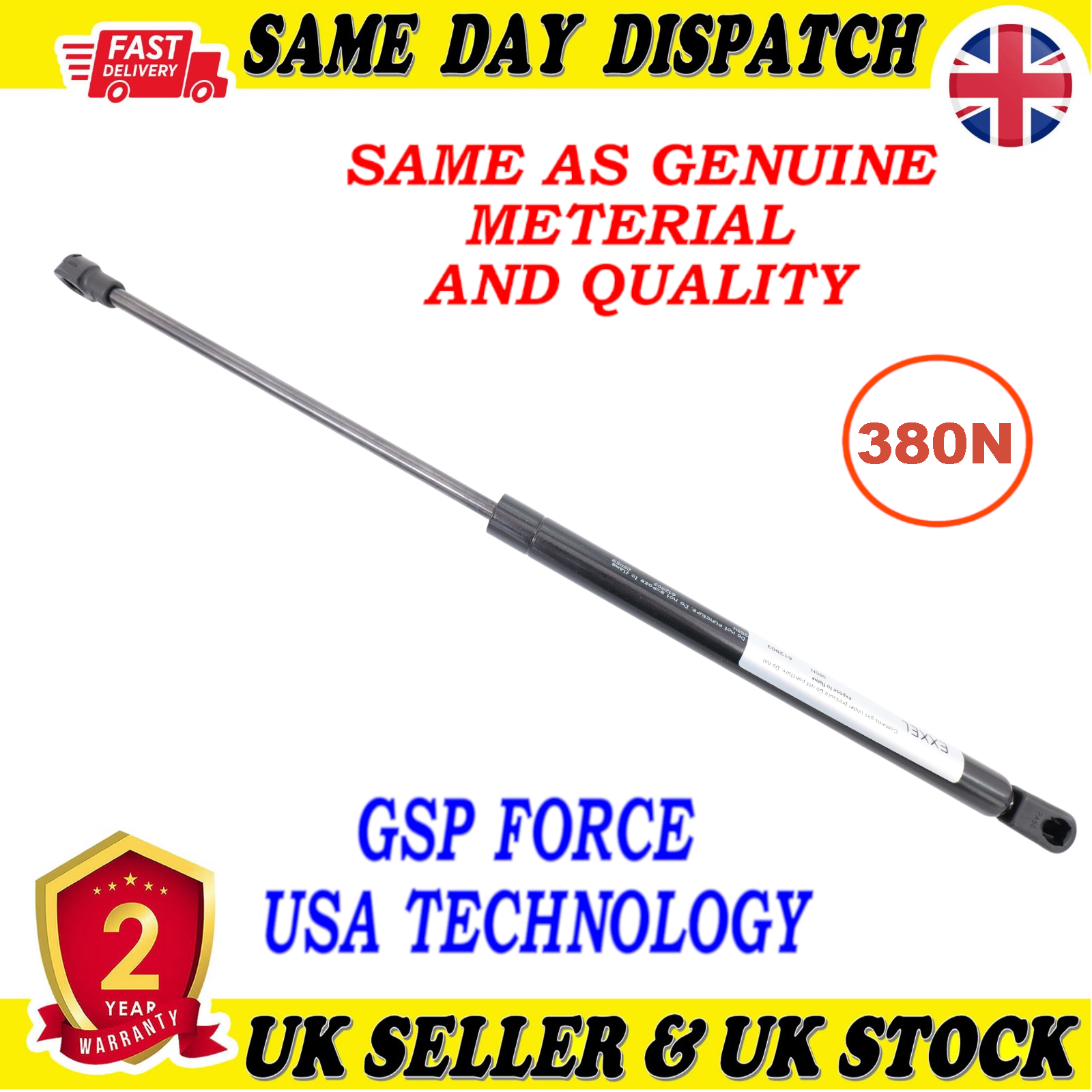 TAILGATE BOOT GAS STRUTS 380 Newton FOR FIAT 500 ABARTH 500 306345802