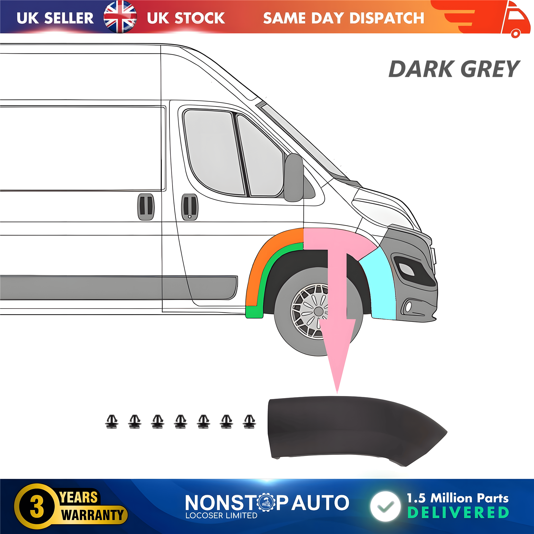 Wheel Arch Trim Moulding Front Right For CITROEN Relay PEUGEOT Boxer FIAT Ducato 2014 on 1612583580