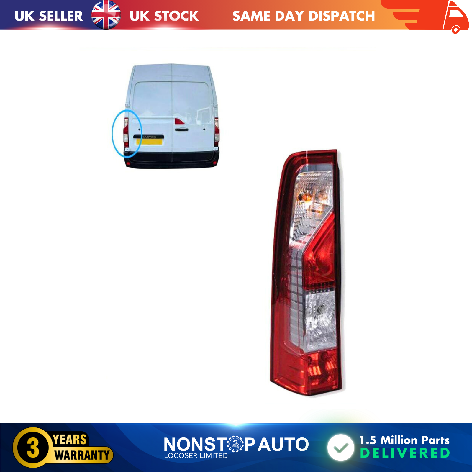 Rear tailgate light lamp left side FOR Vauxhall Movano 93197461 4419378