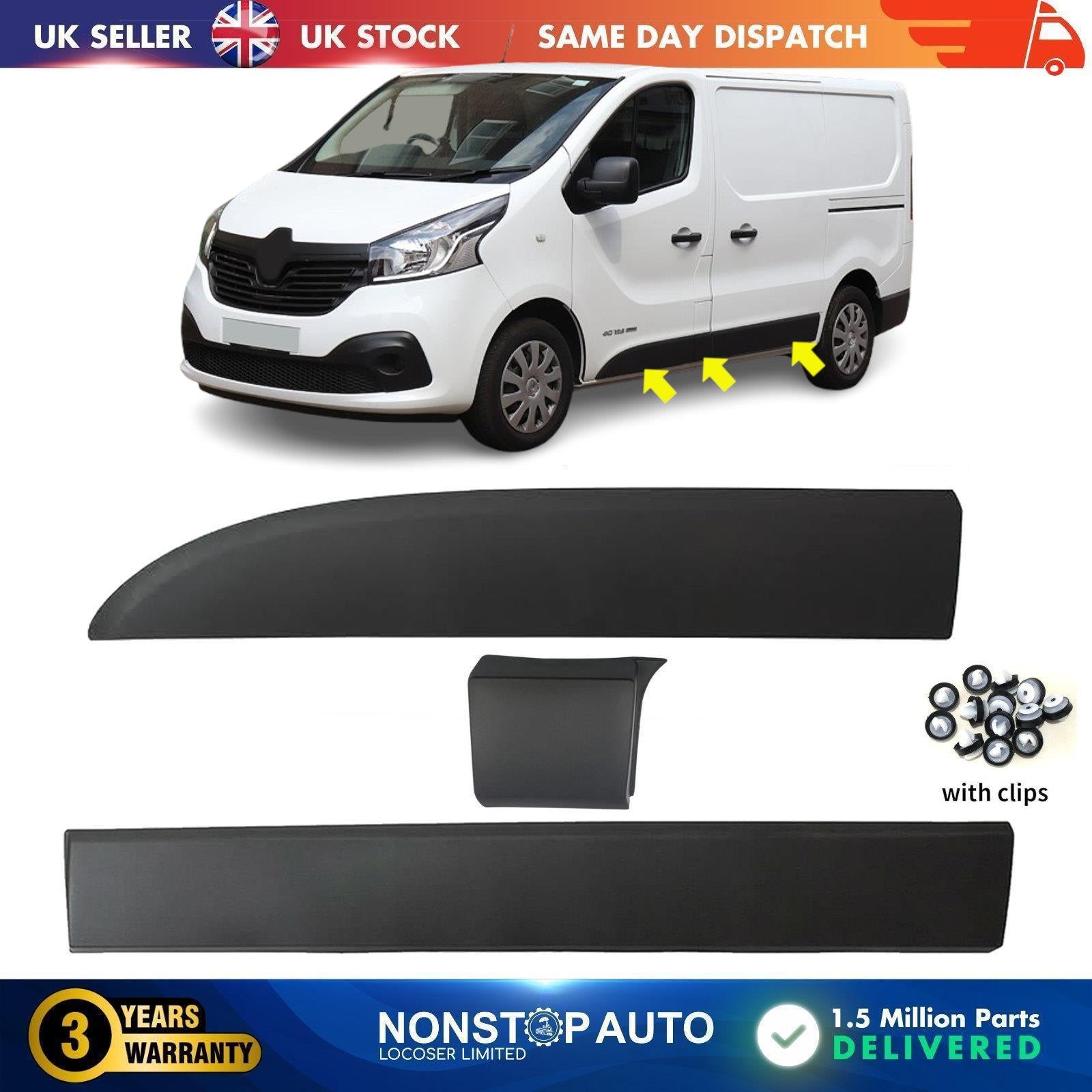 3 Pcs Side Moulding Trim Panel Set Left Side Fits RENAULT Trafic MK3 VAUXHALL Vivaro NISSAN Primastar NV300 FIAT Talento