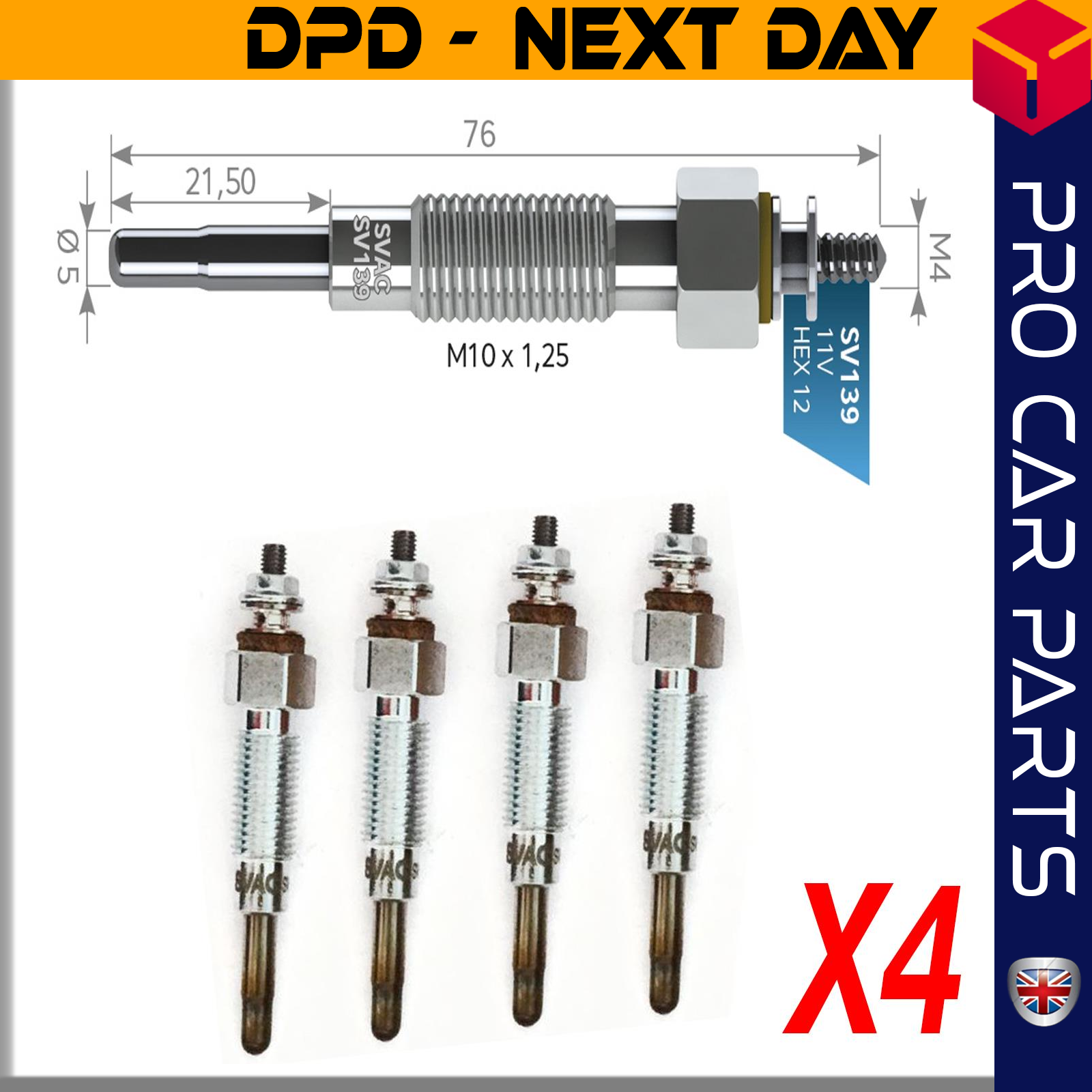 4 X TRAKTOR MASSEY FERGUSON Glow Plug