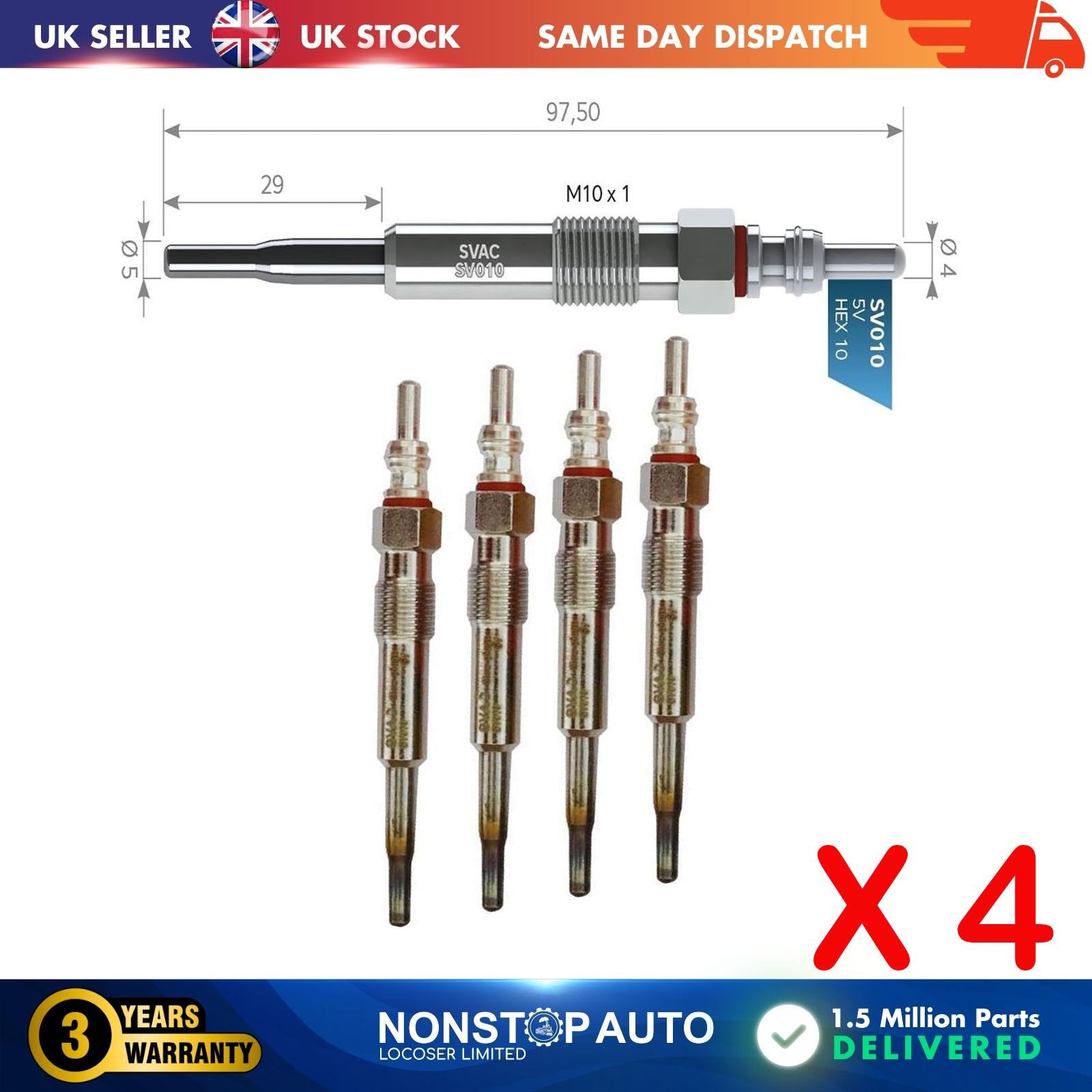 4X Glow Plugs For VW Caddy III EOS Golf V VI Jetta III Passat Touran N10591602
