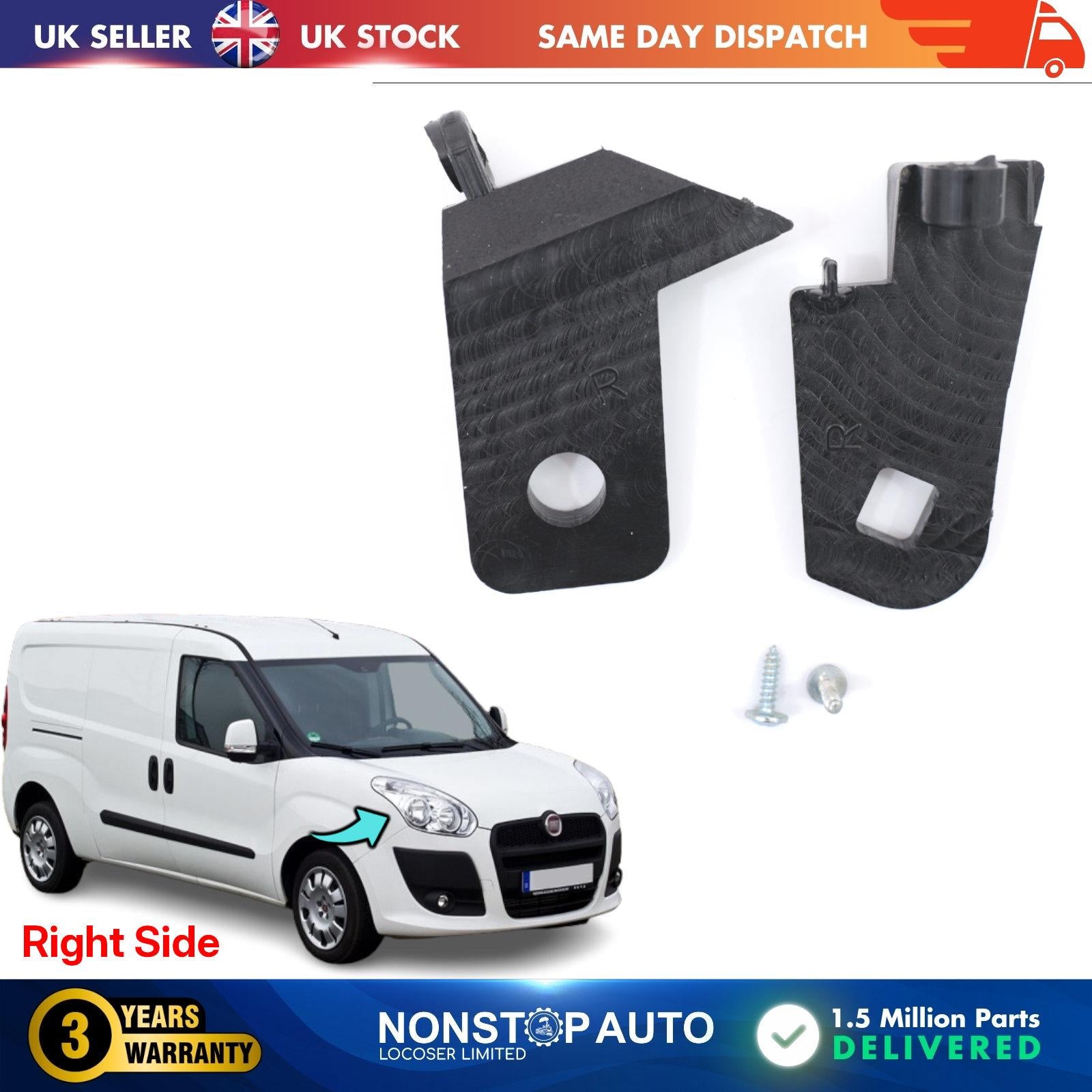 Fiat Doblo Vauxhall Combo D Headlight Repair Kit Bracket Clips Holder Right Side