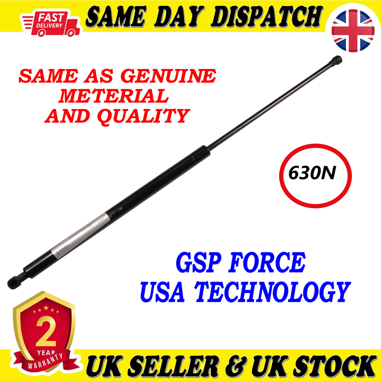 TAILGATE BOOT GAS STRUTS 630 Newton FOR NISSAN KUBISTAR RENAULT KANGOO 7700303186