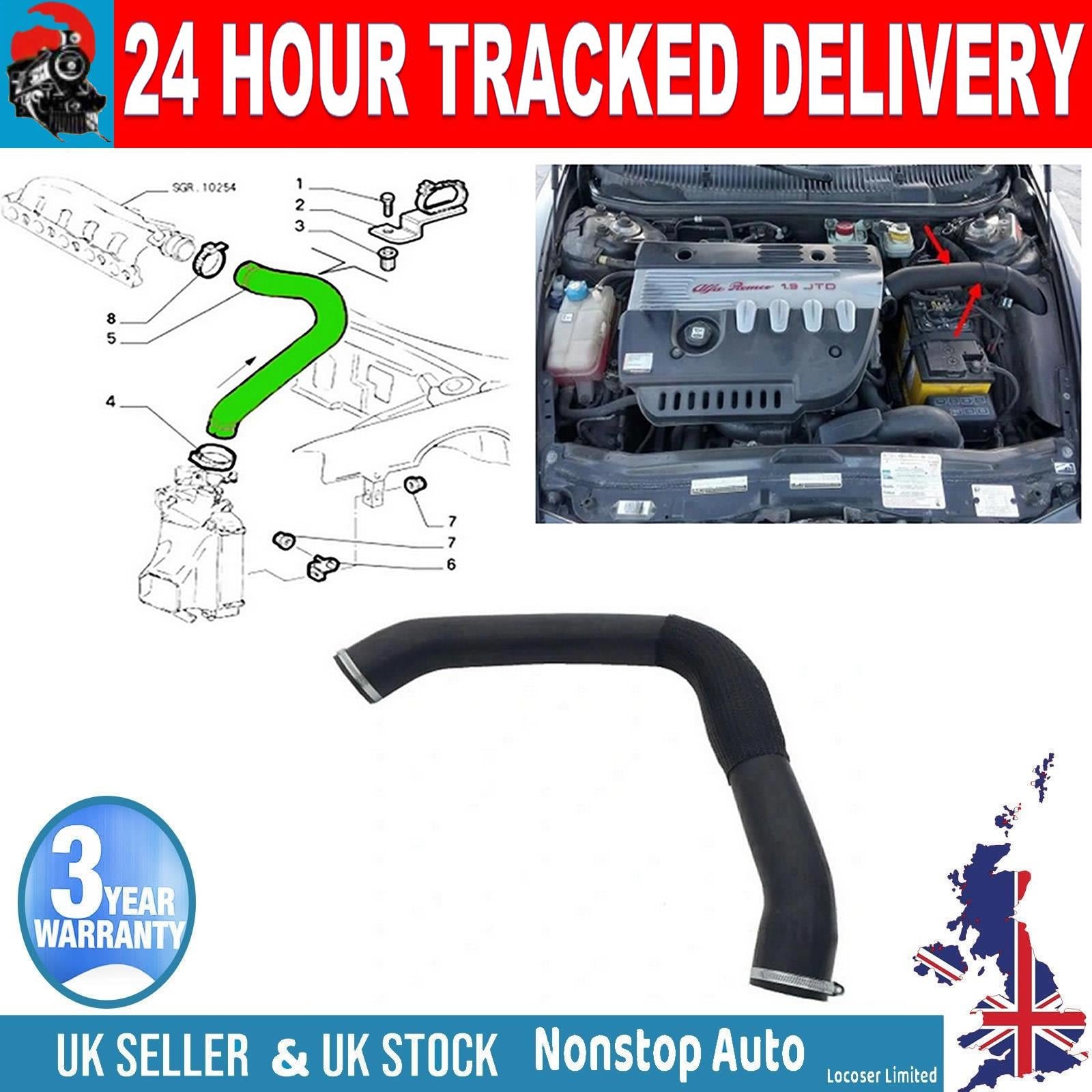 TURBO INTERCOOLER HOSE PIPE FOR ALFA ROMEO 156 1.9 and 2.4 Jtd Engine 60676178