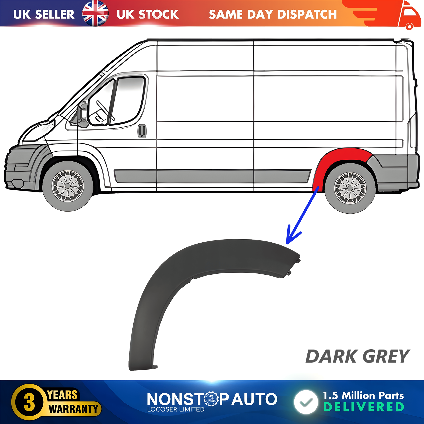 Wheel Arch Trim Moulding Rear Left For CITROEN Relay PEUGEOT Boxer FIAT Ducato 2006 on 8547X8