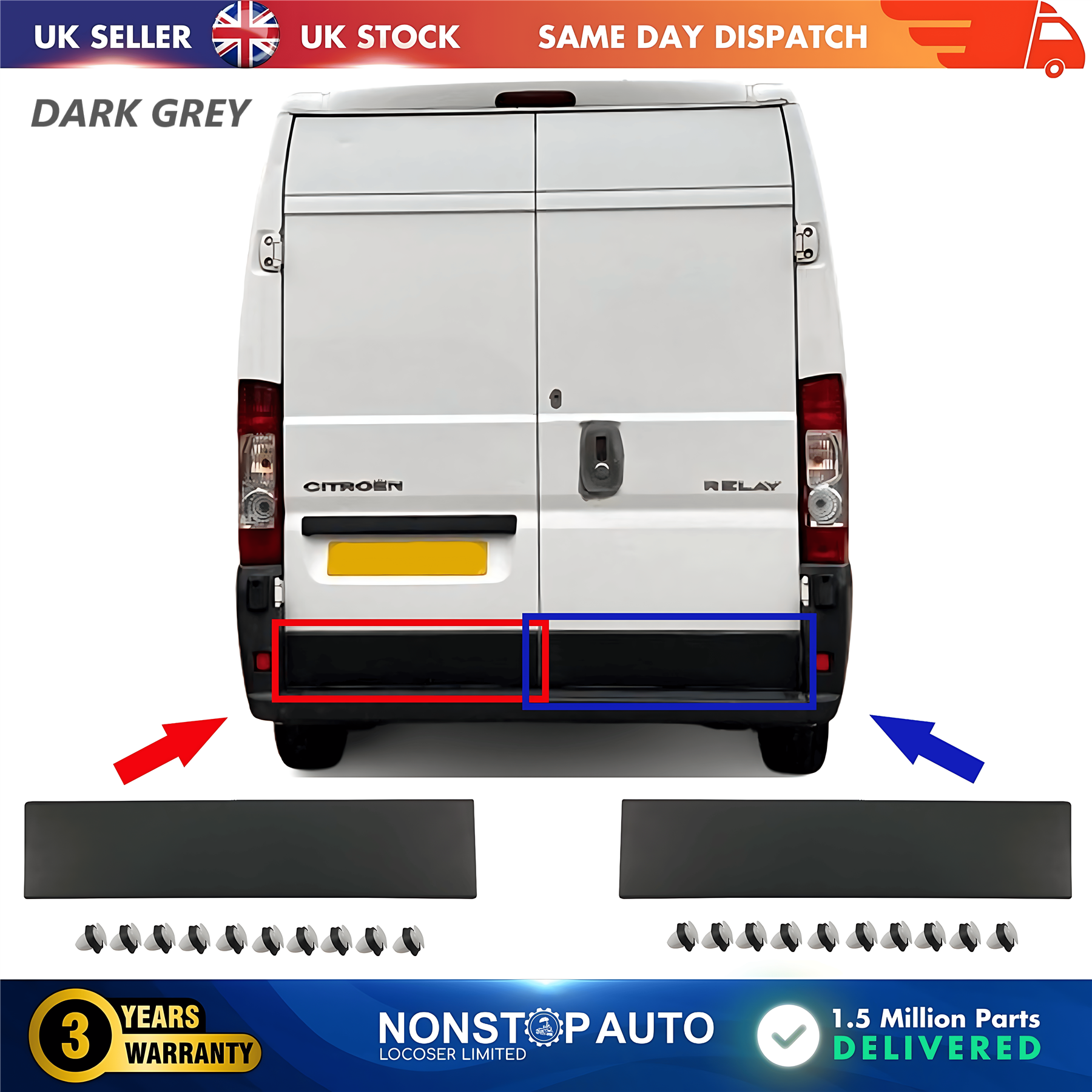 2X Door Moulding Panel Rear Left and Right For CITROEN Relay PEUGEOT Boxer FIAT Ducato 2006 on