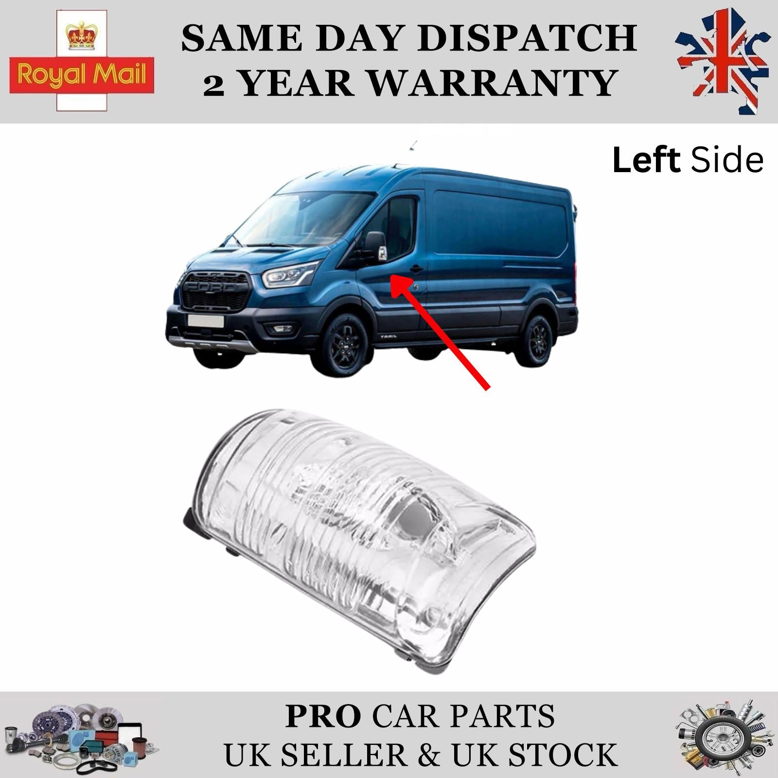Wing Mirror Indicator Lens Light Left Side For FORD Transit MK8 MK9 BK3113B382AB