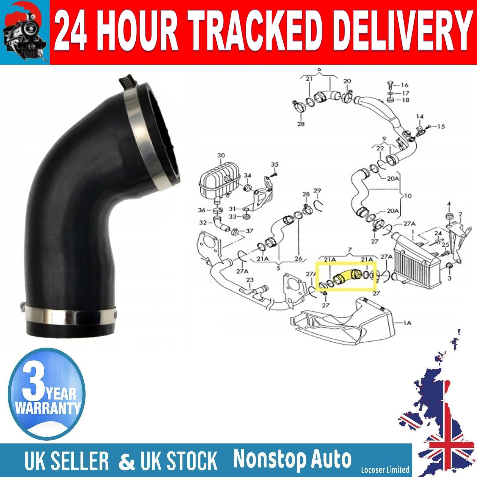 TURBO INTERCOOLER HOSE PIPE FOR  AUDI  A4 1.9 TDI  8E0145837F