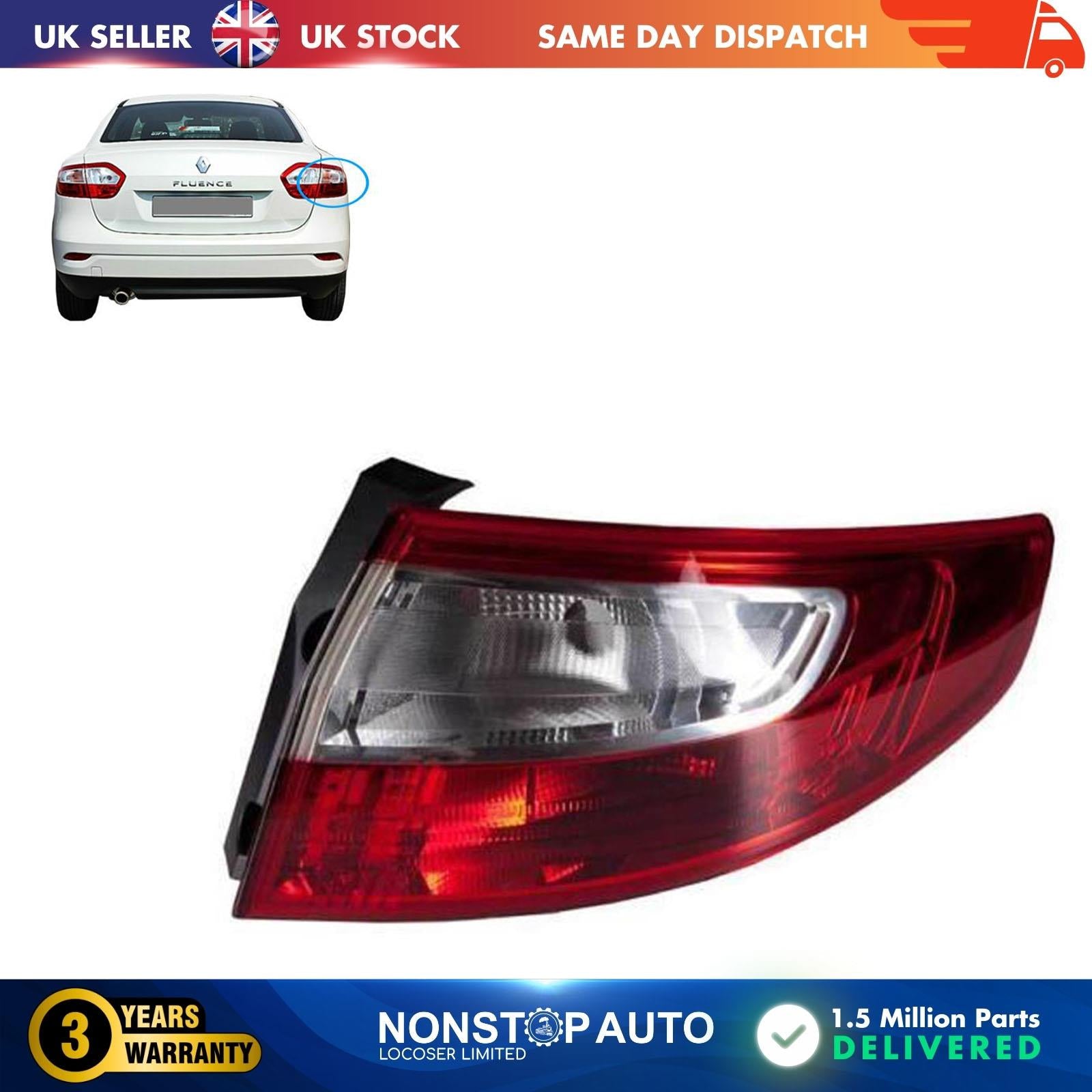 Exterior Rear Light Tail Lamp Without Bulb Holder / Right FOR RENAULT FLUENCE