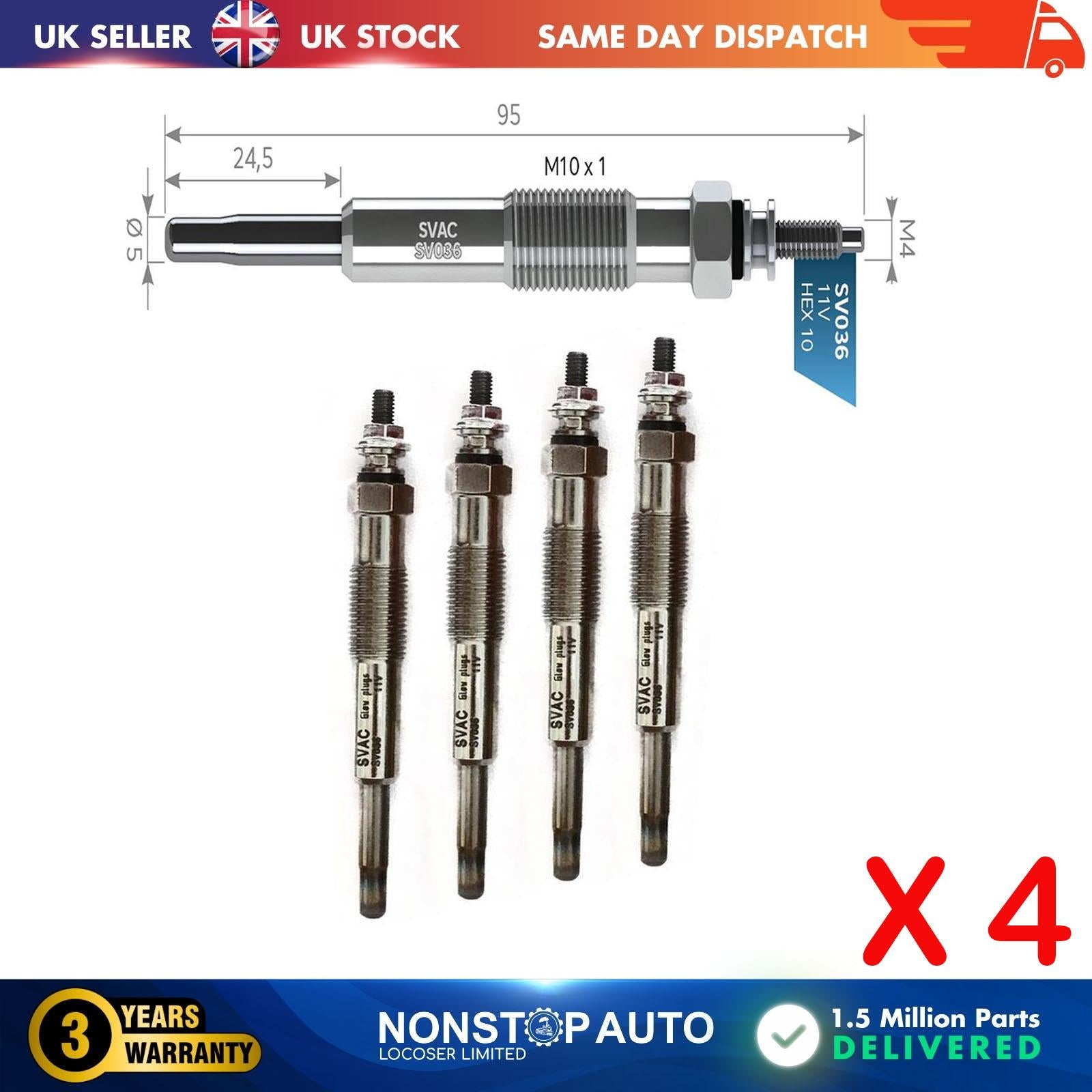 4X Glow Plugs For RENAULT Clio II Kangoo Megane Symbol I Trafic 7700100558