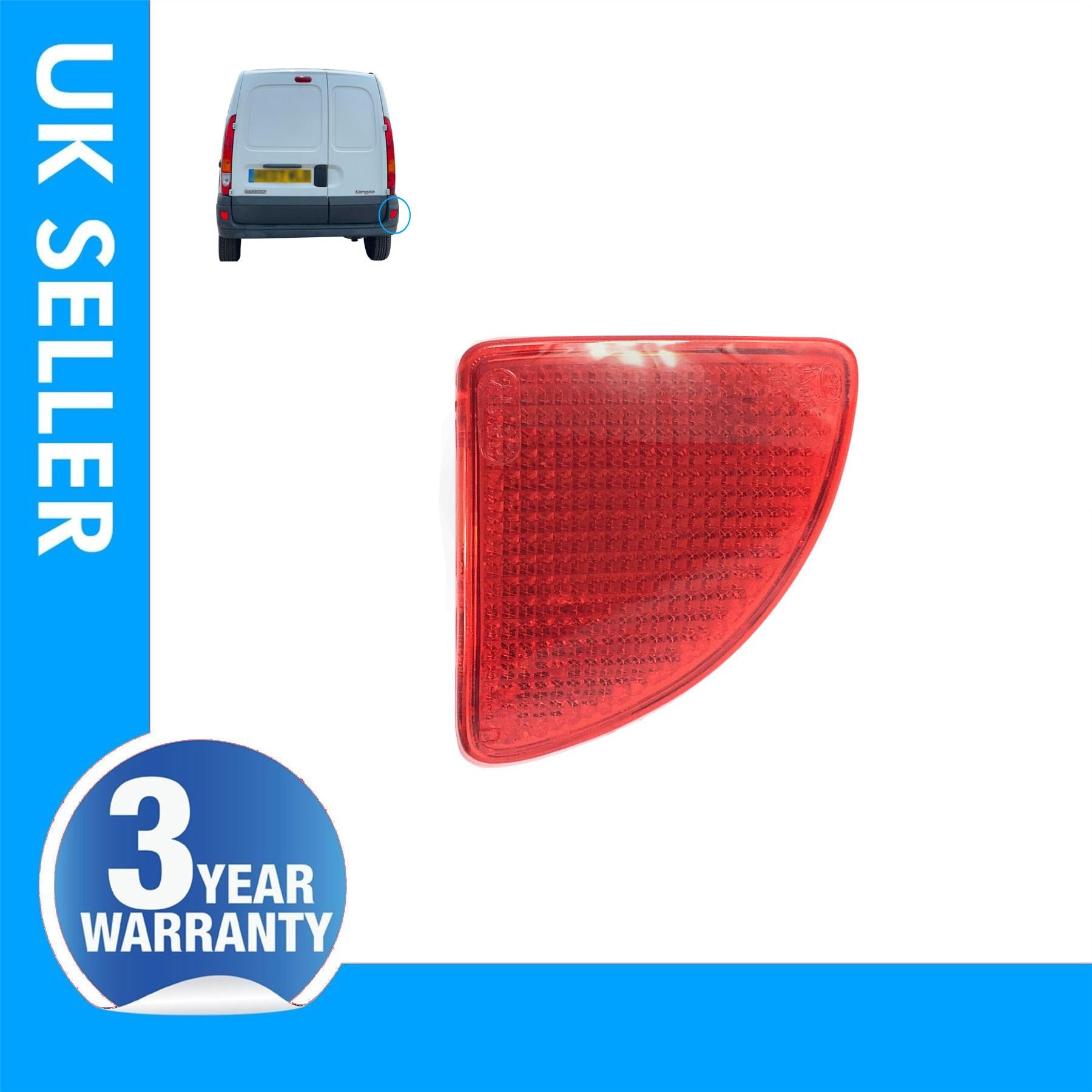 Rear bumper reflector light lens / Right Fits RENAULT KANGOO NISSAN KUBISTAR