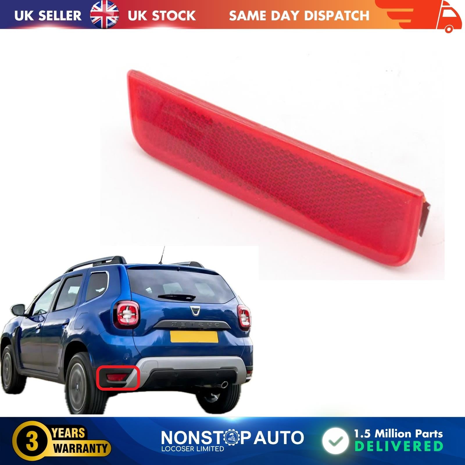 REAR LEFT BUMPER REFLECTOR FOR DACIA DUSTER 2010-2018 265654344R