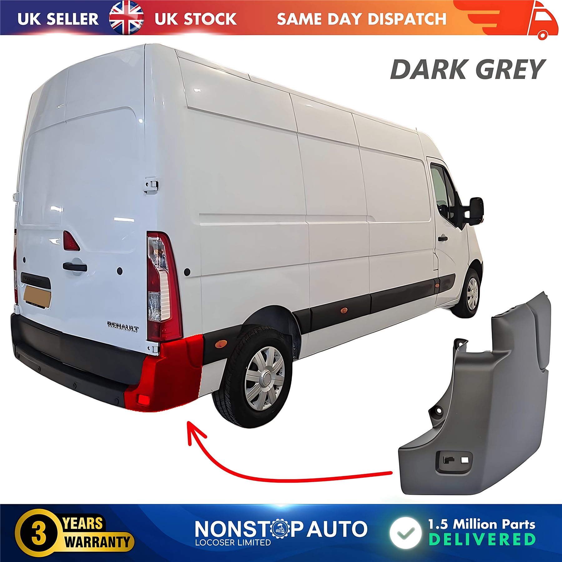 Rear Bumper Corner End Right For RENAULT Master III 2009 on 851200001R
