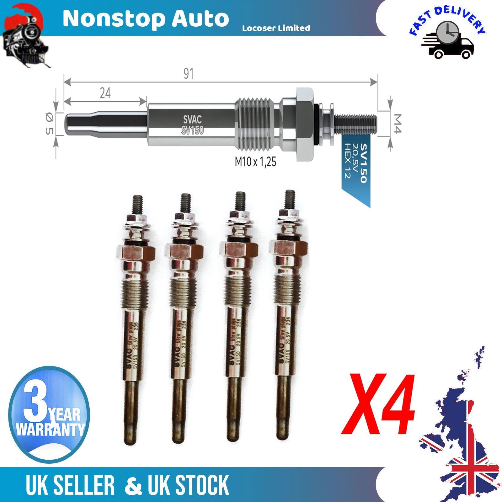 4X Glow Plugs For ISUZU Motors 2.8 D 20.5V 5814100440