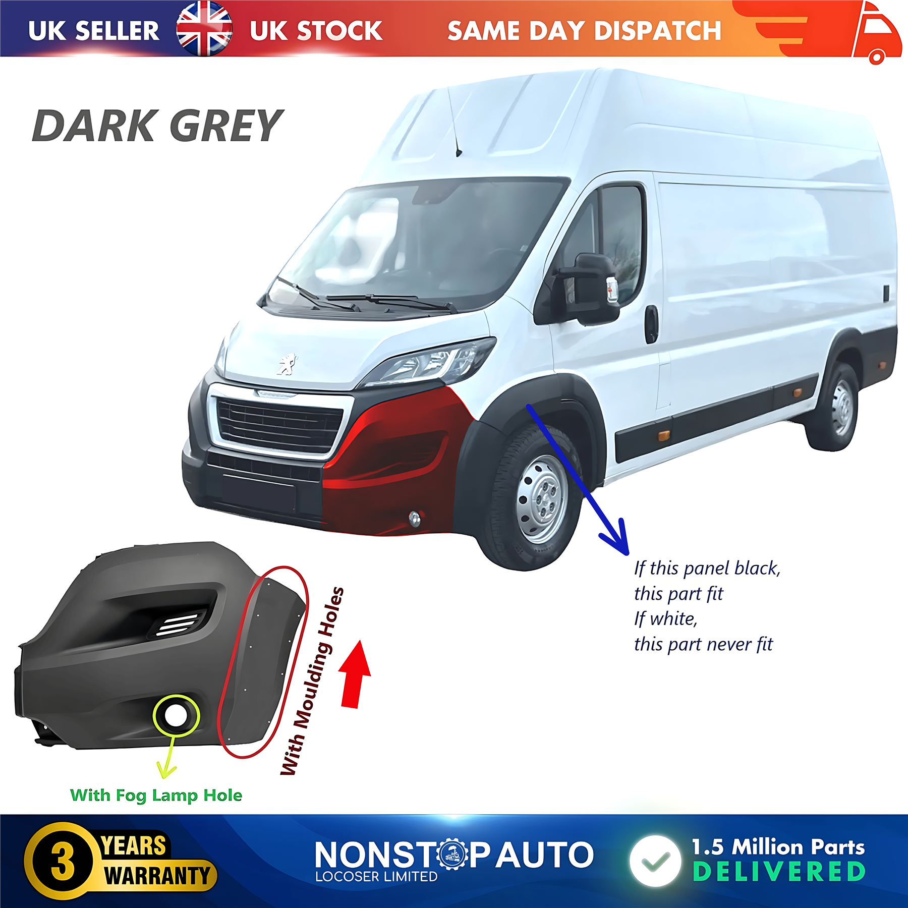 Front Bumper Corner Cap Left With Fog Hole For PEUGEOT Boxer 2014 on 1612430680