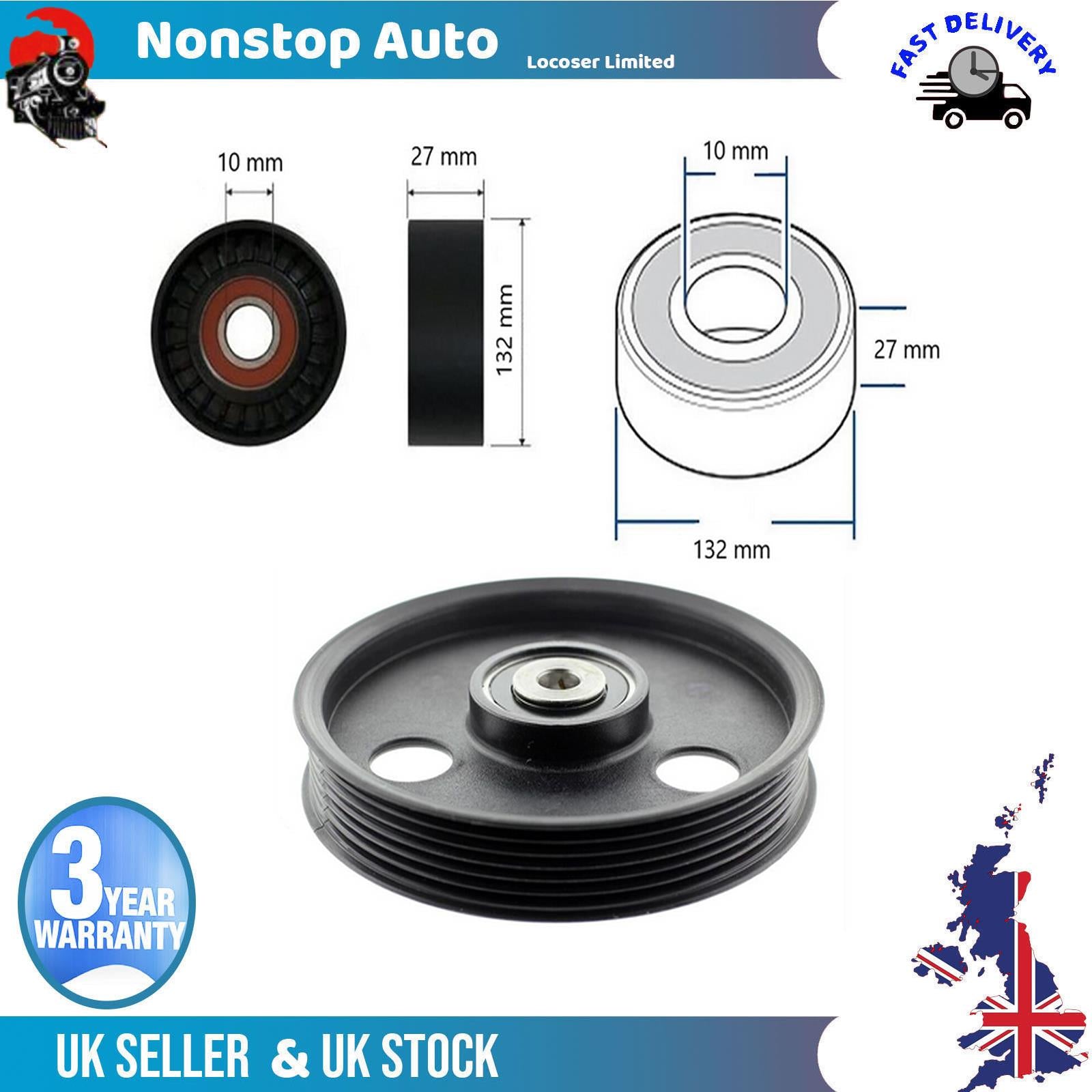 Fan Belt Tensioner Pulley - V - Ribbed Belt Idler  For RENAULT  Symbol II