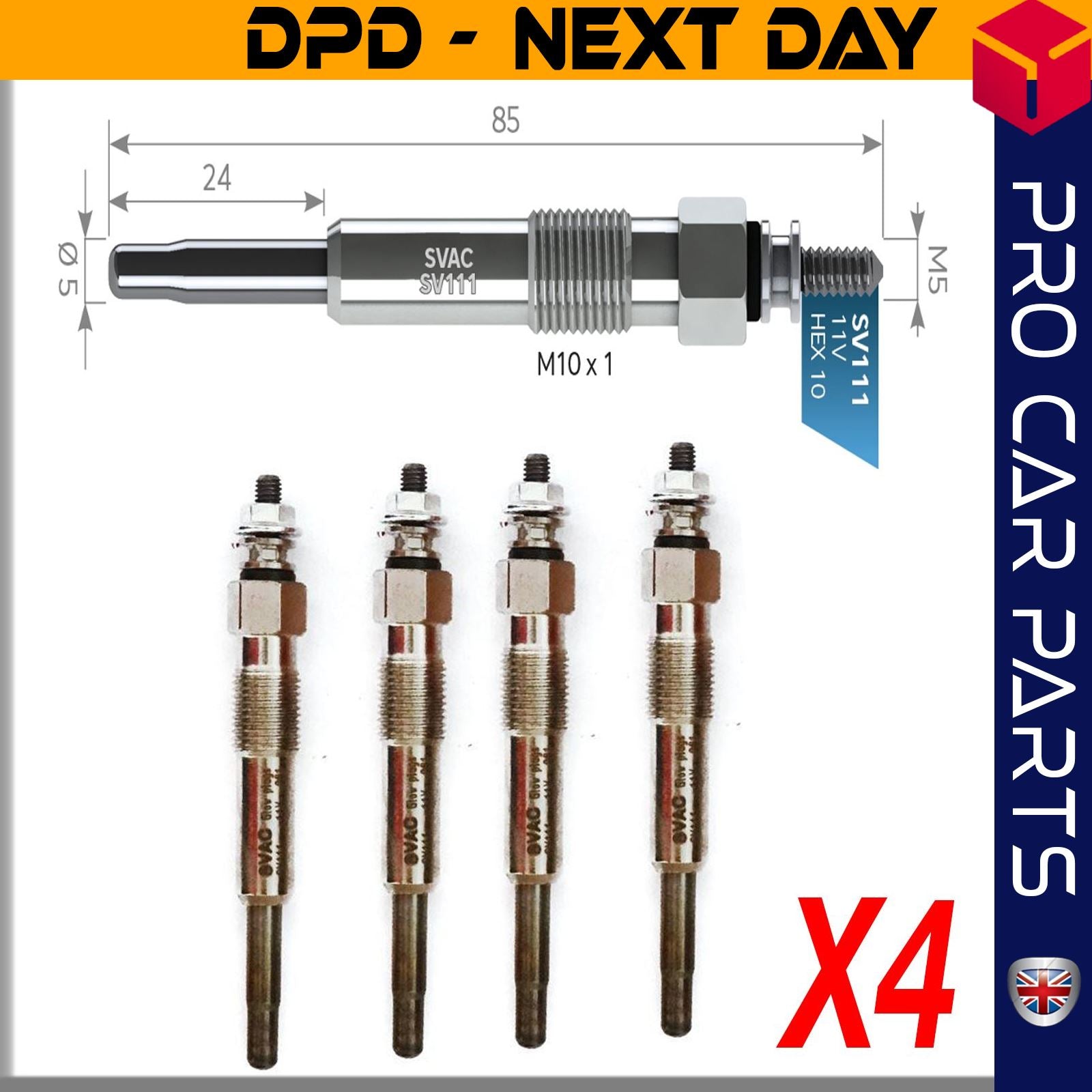 4X Glow Plug fits ROVER 25 45 200 400 420 FREELANDER  MG ZR 2.0 VOLVO S 40 V 40