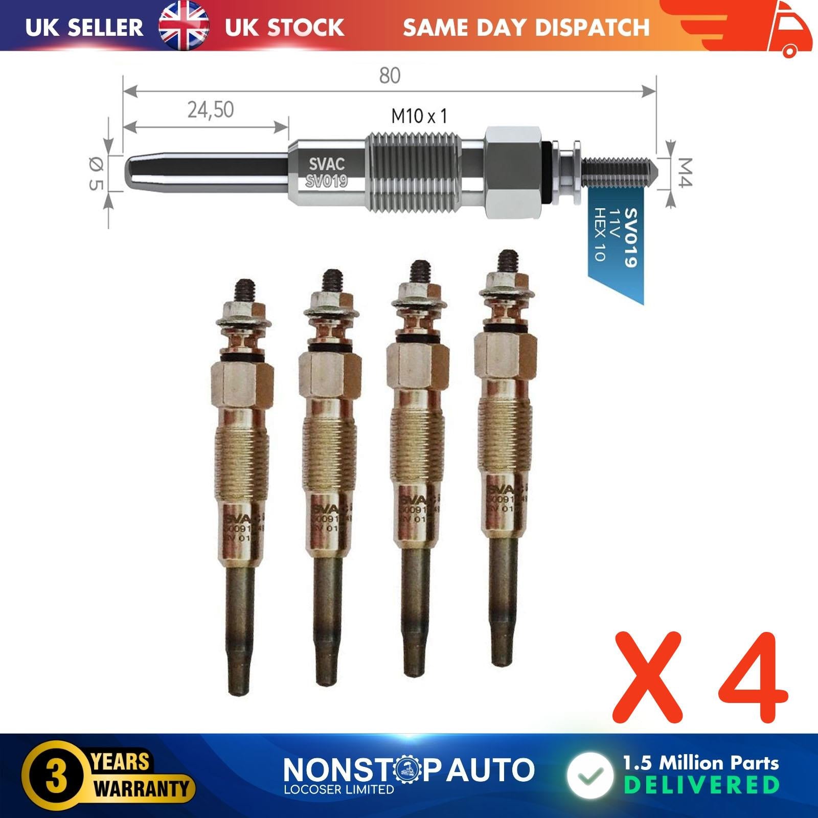 4X Glow Plugs For RENAULT Master II 5001848095