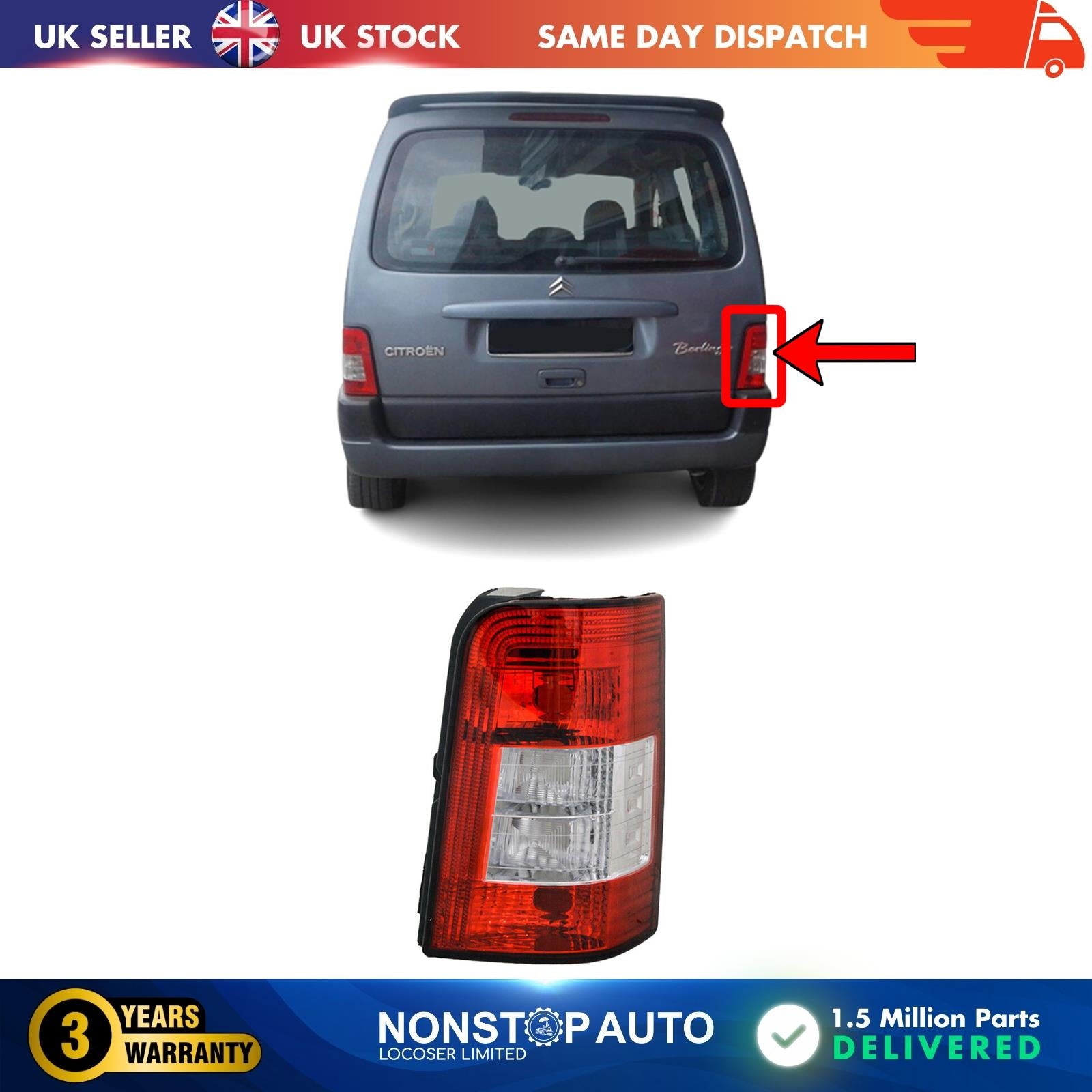Rear Tail Light Lamp Without Bulb Holder Right Side Fits PEUGEOT Partner 6351Y8