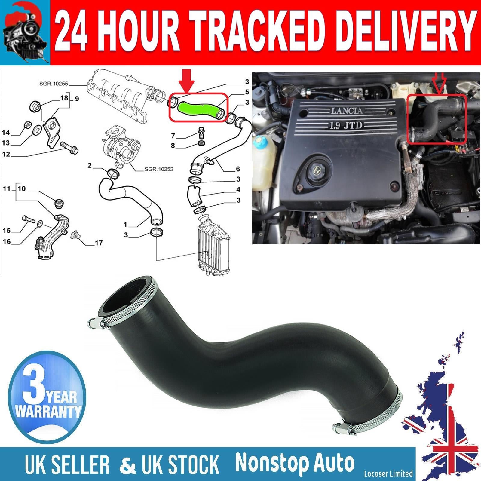 TURBO INTERCOOLER HOSE PIPE FOR LANCIA  LYBRA 1.9 JTD  46544805