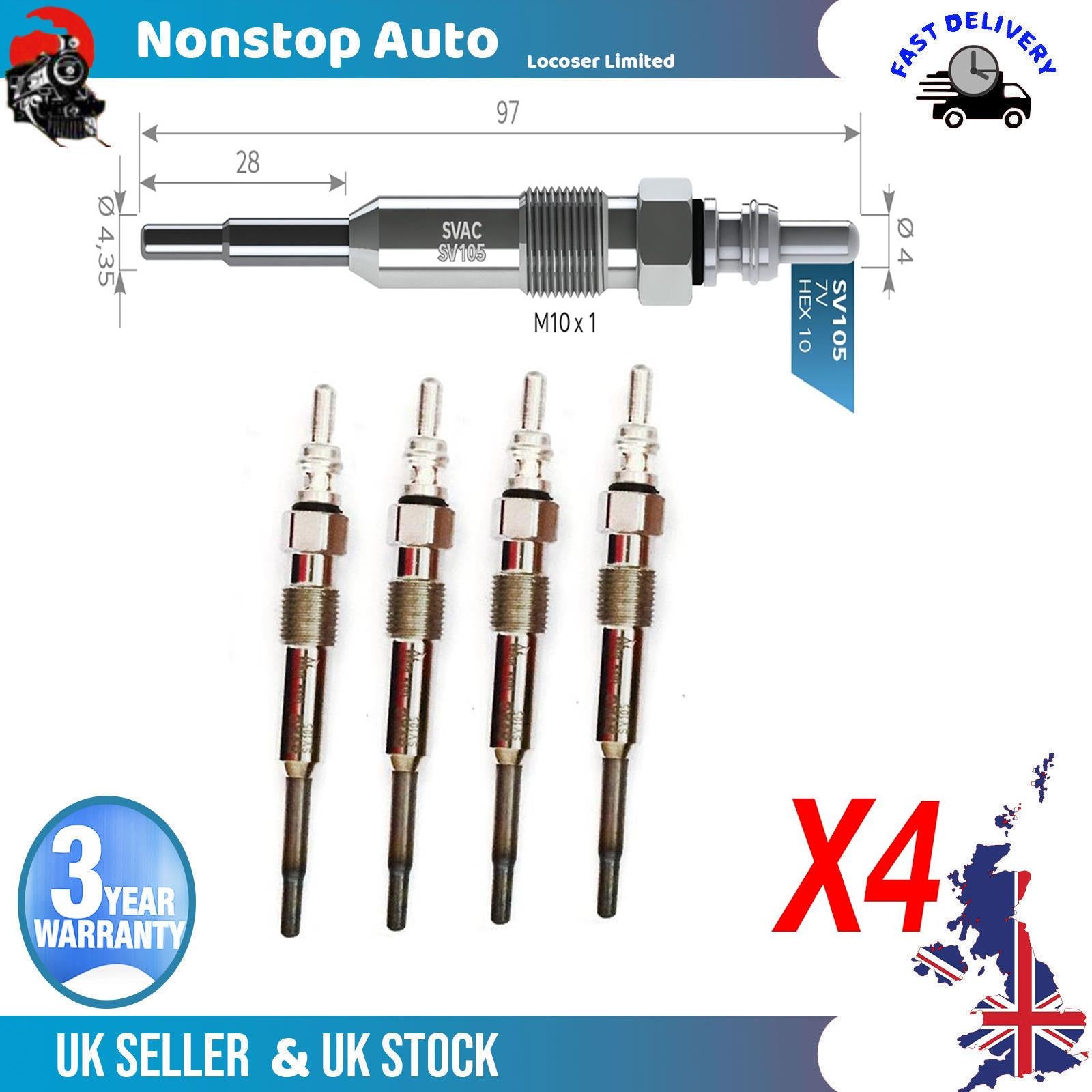 4X Glow Plugs For SEAT Alhambra Altea Cordoba Ibiza III IV Leon Toledo III N10591608