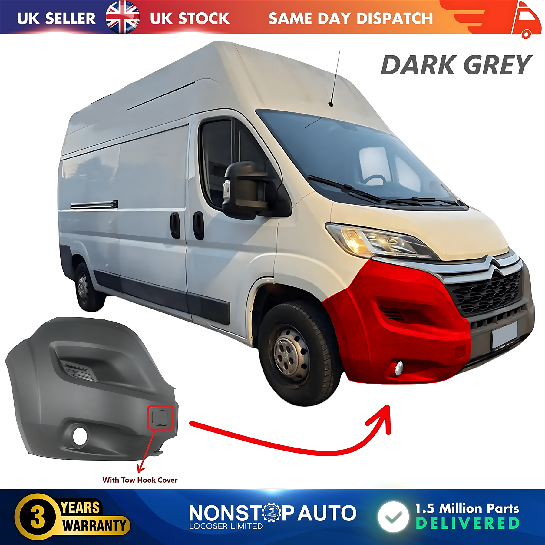 Front Bumper Corner Cap Right With Fog Hole For CITROEN Relay 2014 on 1612429980