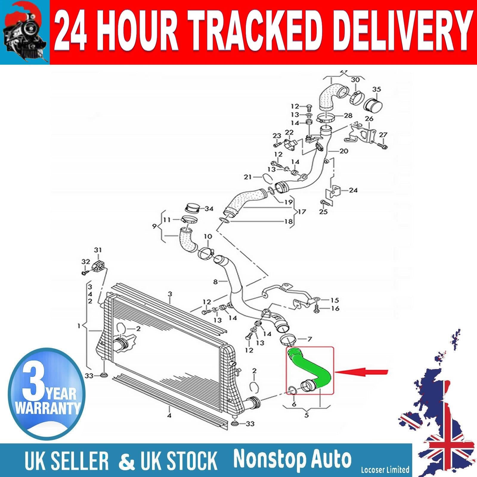 TURBO INTERCOOLER  HOSE PIPE FOR VW GOLF IV PASSAT JETTA TOURAN EOS 1.4  1K0145832F