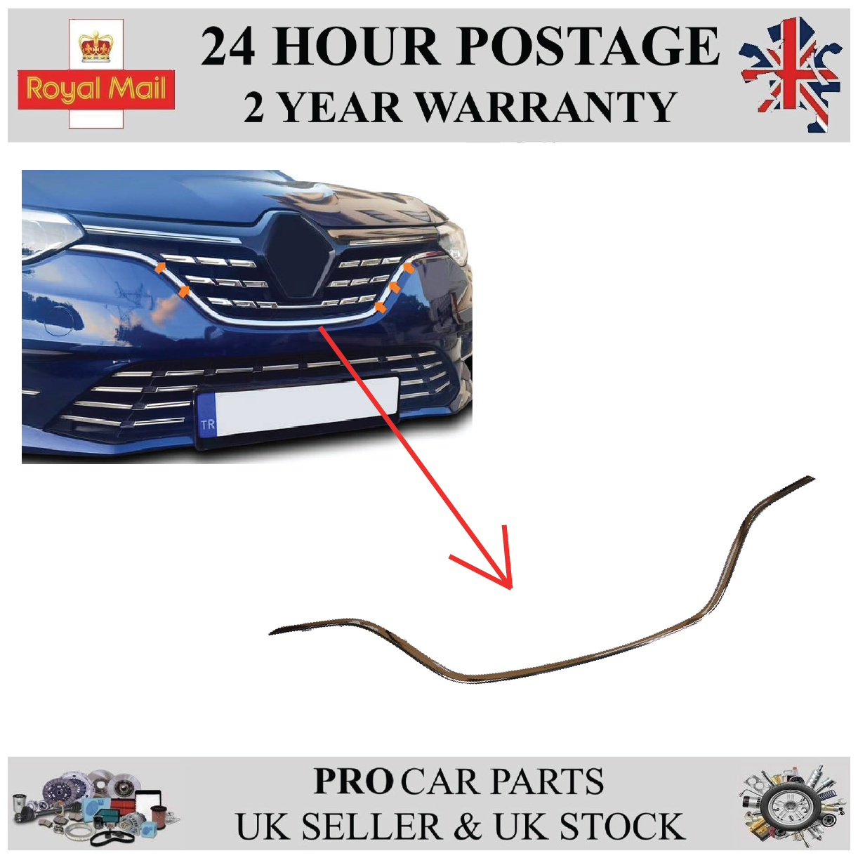 Bottom Nickel Mouldings Of Grille For RENAULT Megane III Megane IV 623851211R